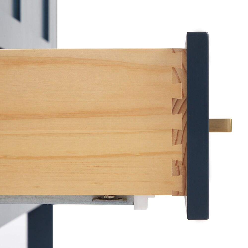 ARIEL Cambridge 43 Inch Midnight Blue Bathroom Vanity with Single Sink, Solid Wood, White Quartz Countertop, 1.5-Inch Edge, Right Rectangular Undermount Sink, 2 Soft Closing Doors, 5 Drawers