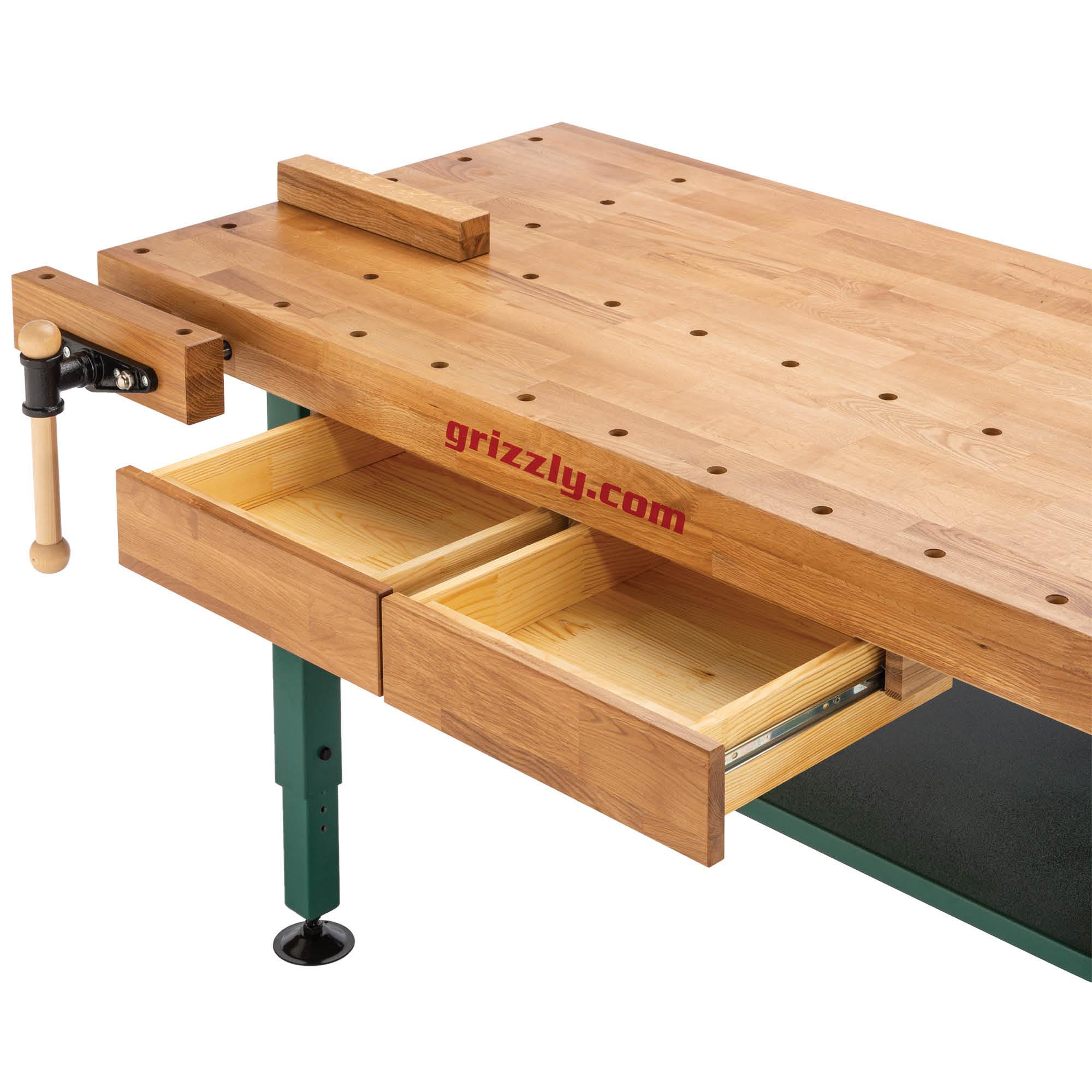 Grizzly T10157 Heavy-Duty Oak Workbench with Steel Legs