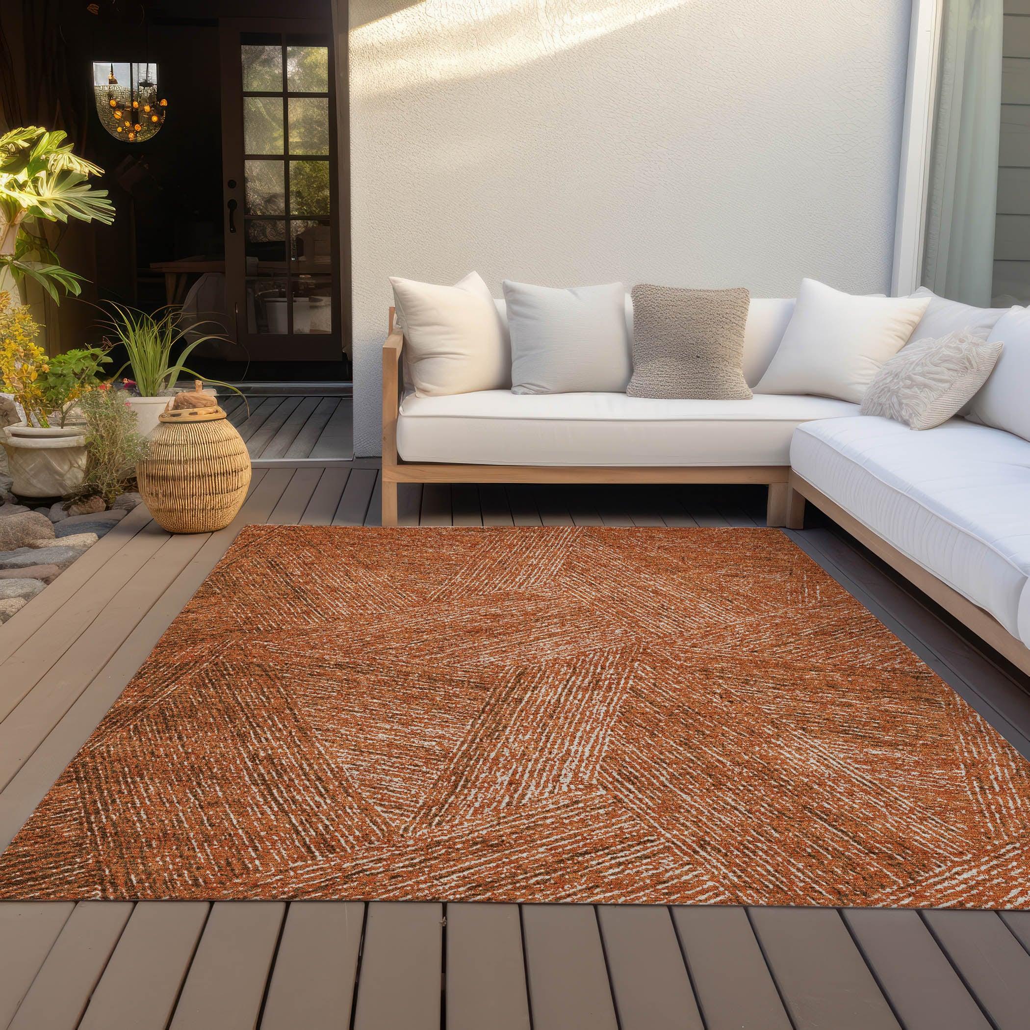 Addison Copper Rectangular Machine Washable Synthetic Rug