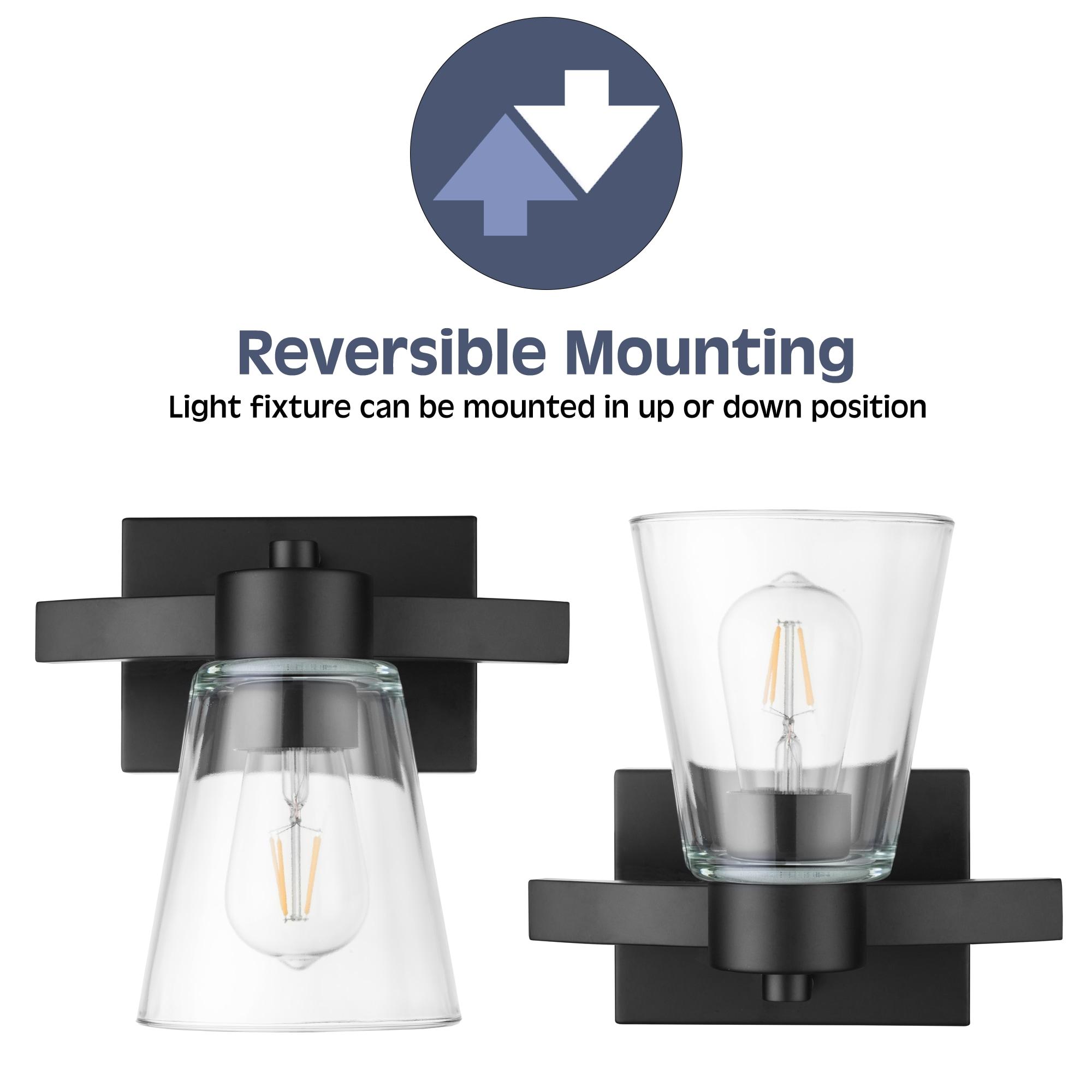 Prominence Home Fairendale 1-Light Matte Black Bathroom Vanity Light with Clear Glass Shade
