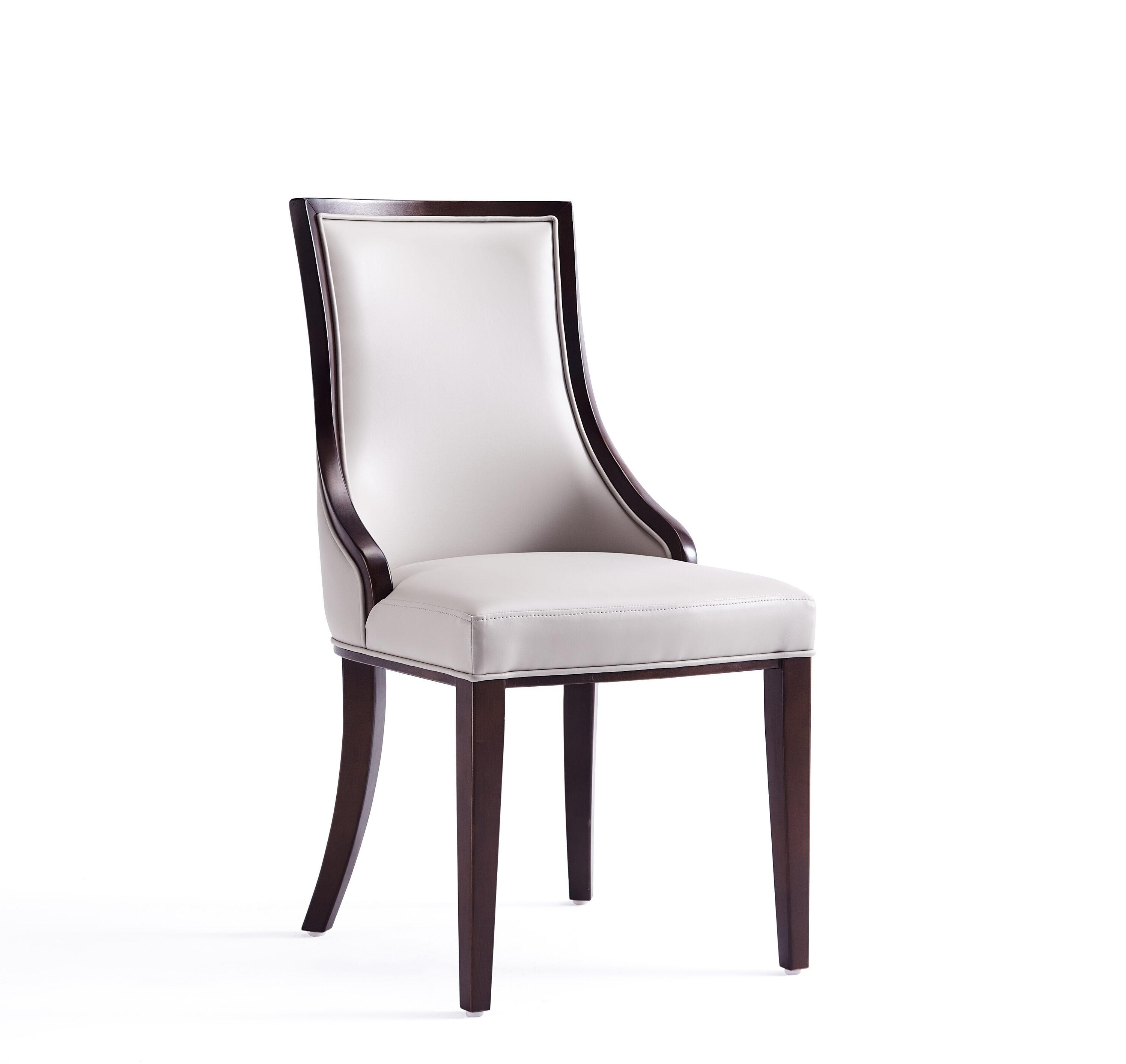 Manhattan Comfort Grand 18.5" Faux Leather Dining Chair in Gray (Set of 4)