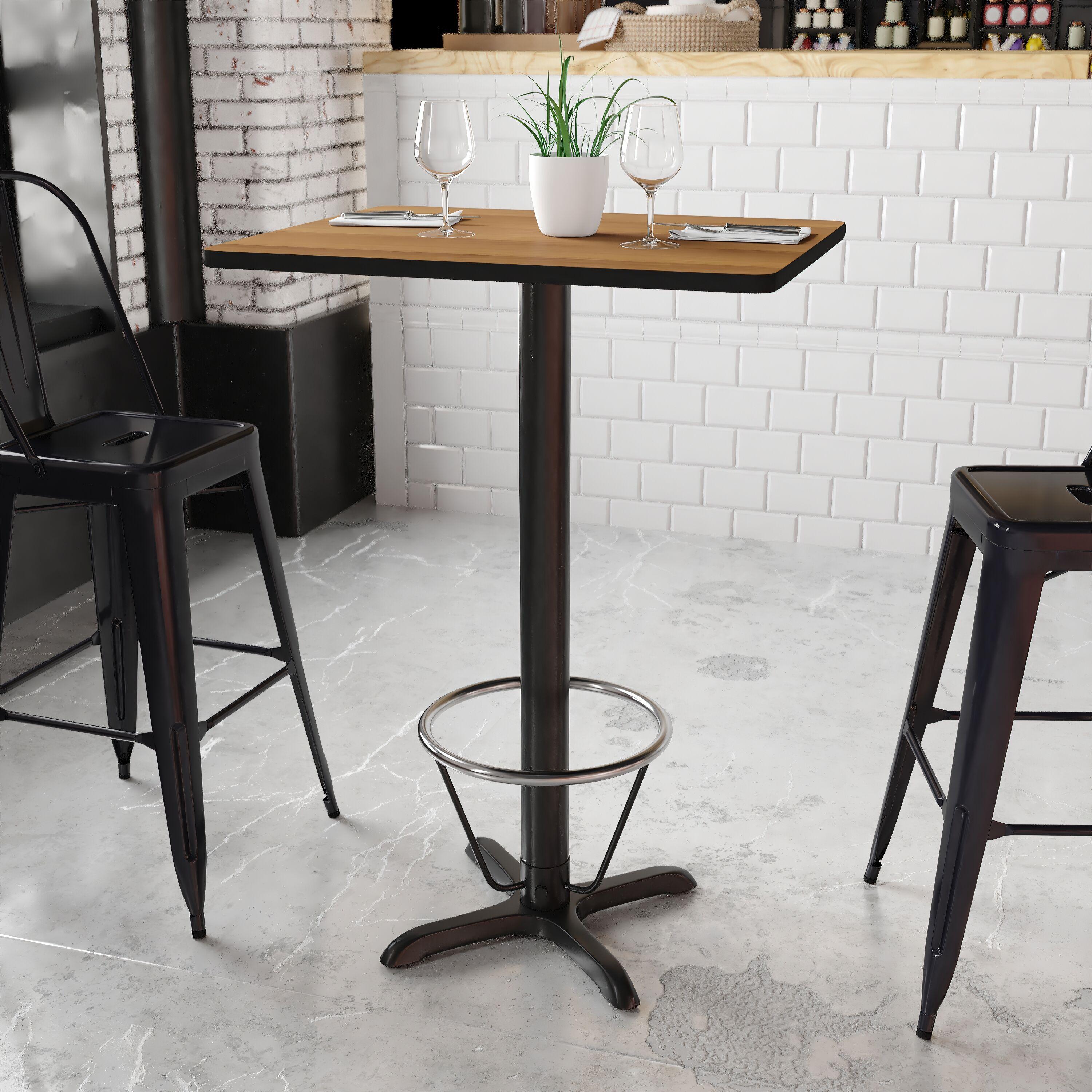 Contemporary Walnut Laminate 30''x24'' Bar Height Table with Foot Ring