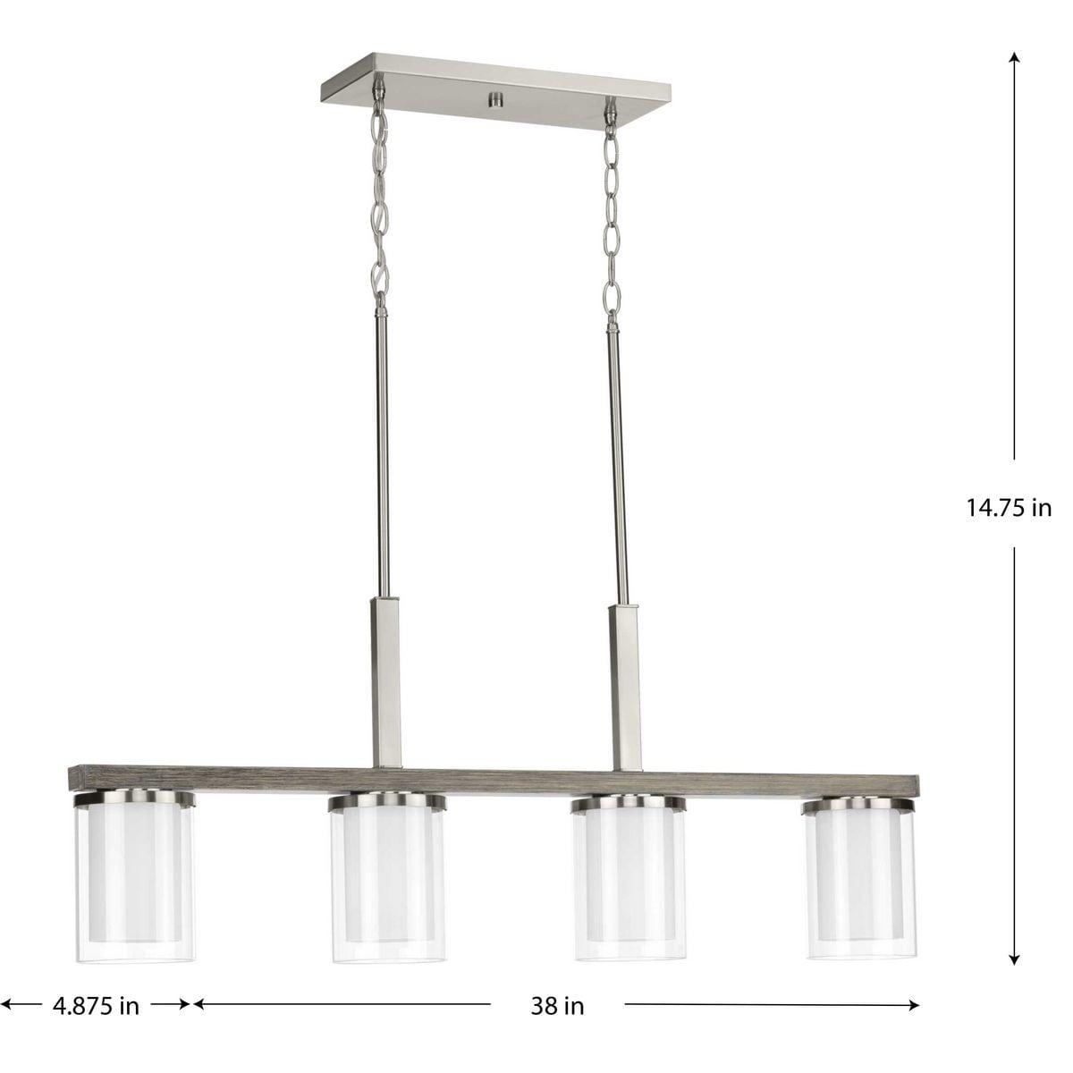 Progress Lighting Mast 4-Light Island Pendant, Brushed Nickel, Clear and Etched Glass Shades