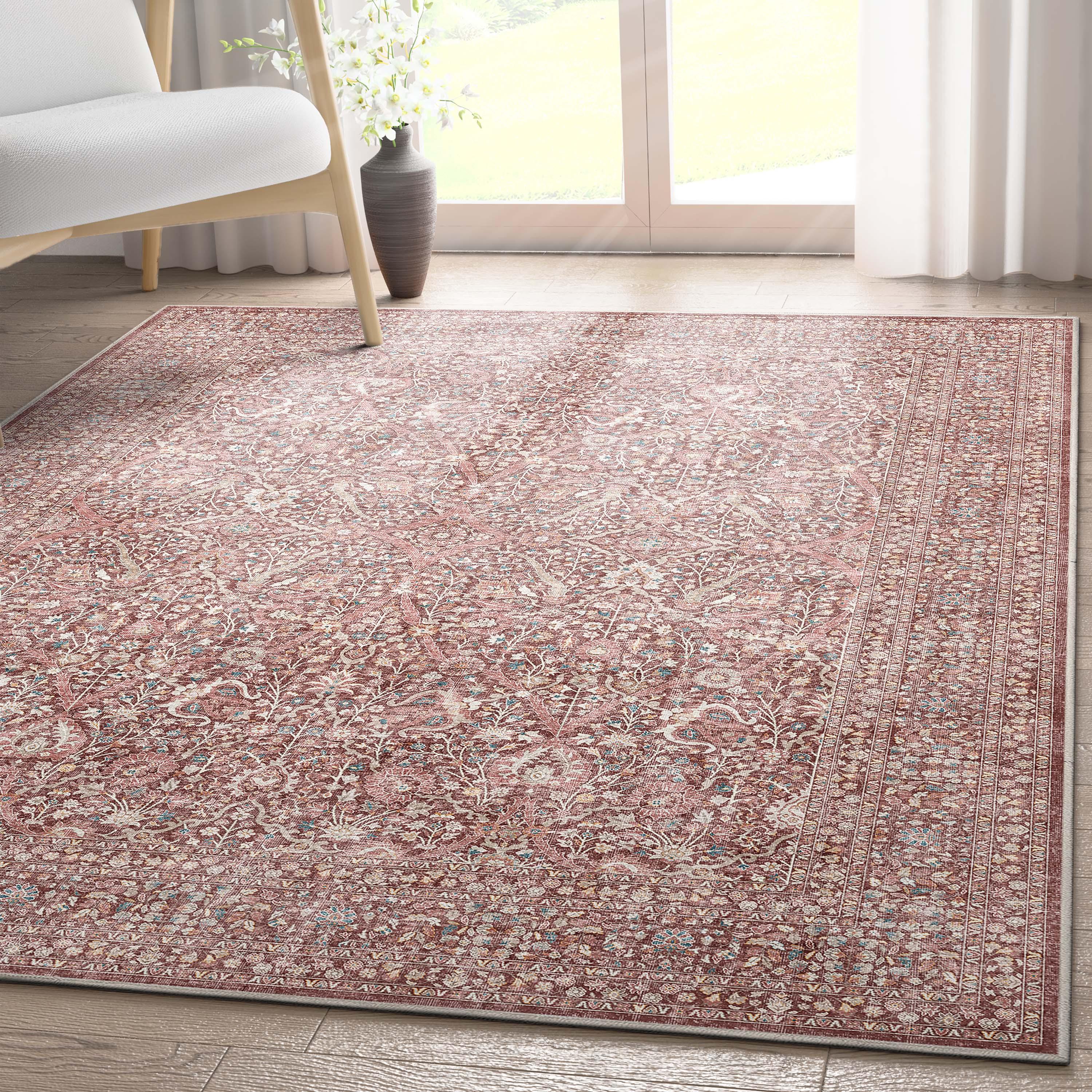 Well Woven Asha Isolde Vintage Oriental Botanical Red Area Rug