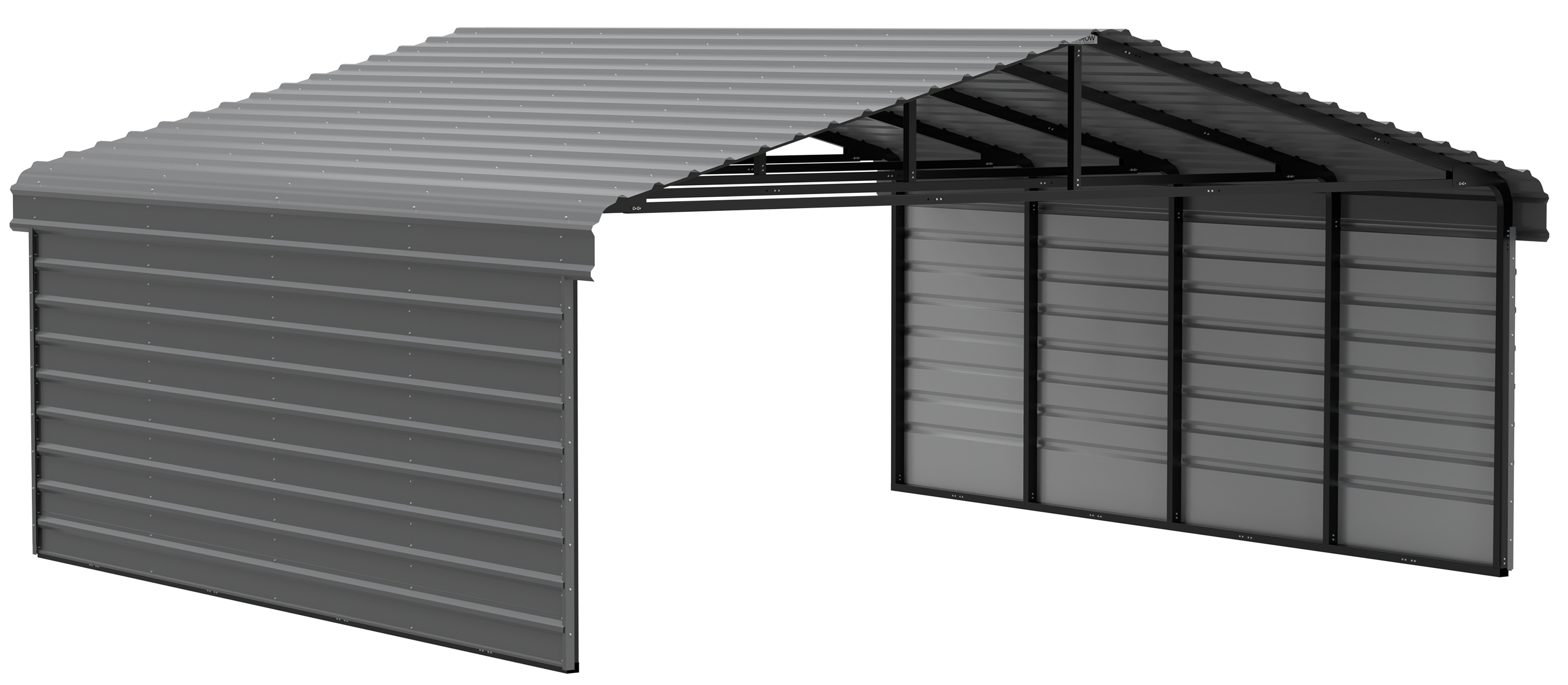 Arrow Arrow Steel Carport with 2 Side Wall Kits, 20x20x07
