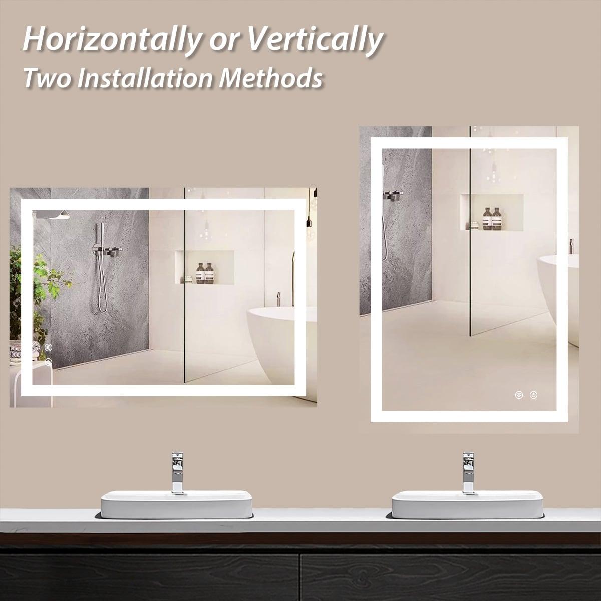 Keonjinn 84 x 32 Inch LED Bathroom Mirror with Lights 3 Color Temperature Frontlit Oversized Vanity Mirror Wall Mounted Anti-Fog, UL Listed LED Driver, Tempered Glass Dimmable Lighted Bathroom Mirror