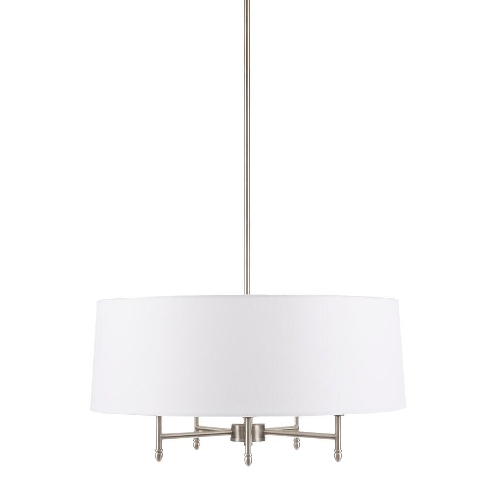 Hampton Hill Presidio 5-Light Dimmable Chandelier with Drum-shaped Fabric Shade & Adjustable Height