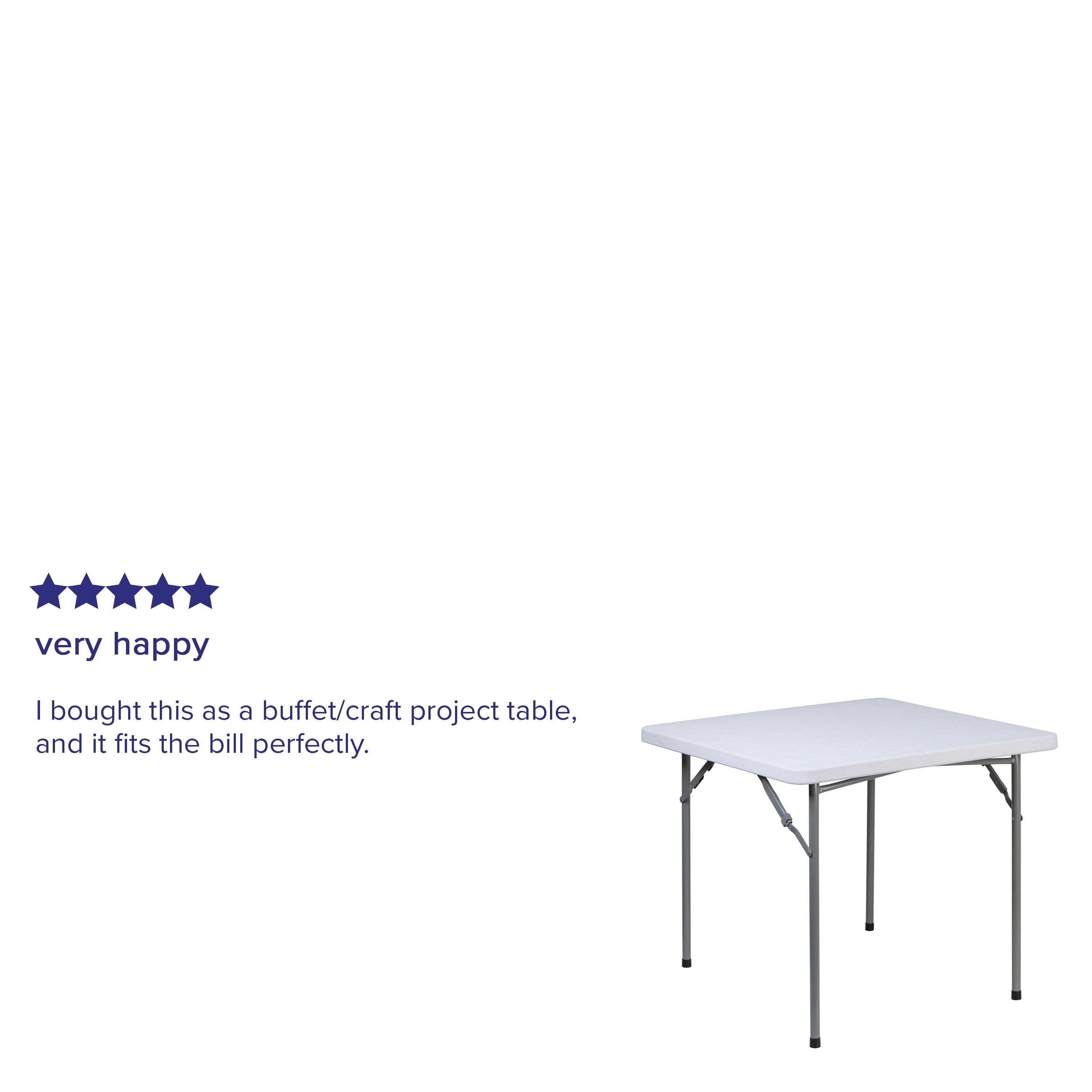 Flash Furniture Parker 2.81-Foot Square Plastic Folding Table - Card Table/Game Table