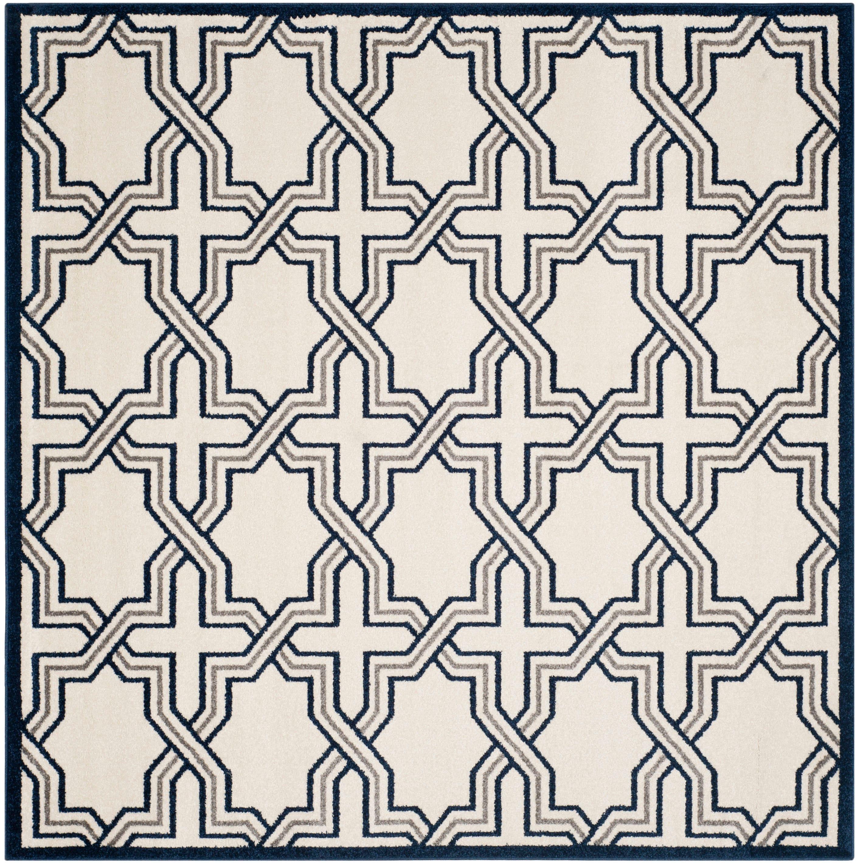 Amherst AMT413 Power Loomed Area Rug - Ivory/Navy - 7'x7' - Safavieh.
