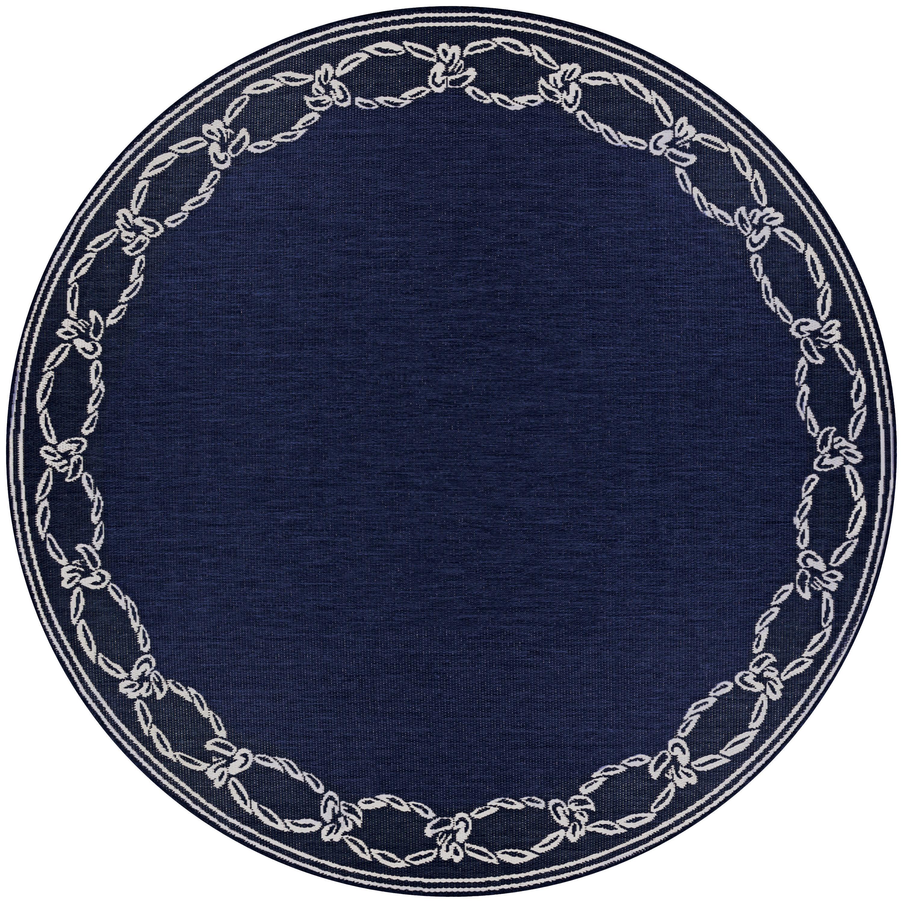 Couristan Recife Rope Knot Area Rug, 7'6" Round, Ivory-Indigo