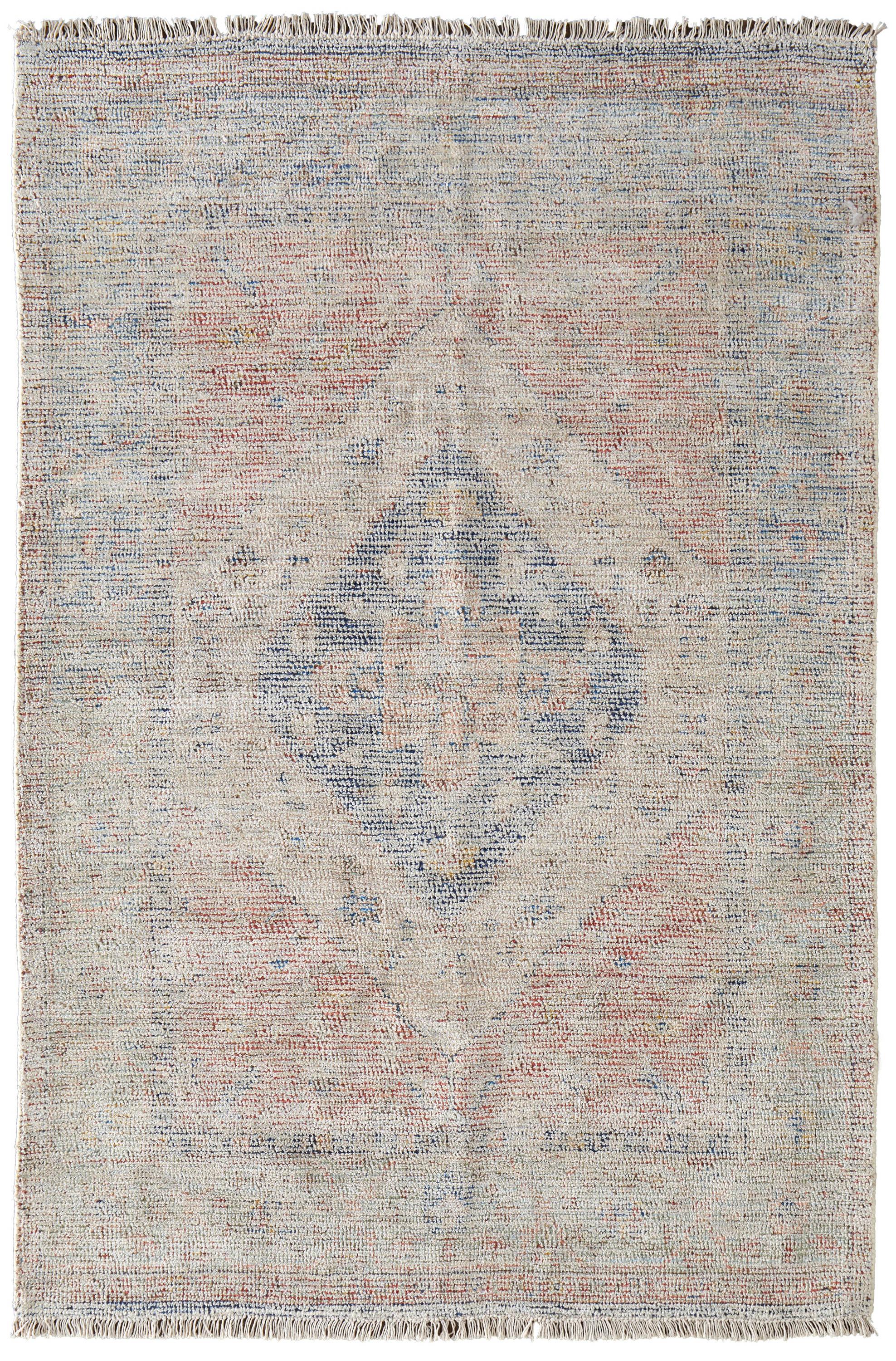 Caldwell Transitional Distressed Ivory/Blue/Red Area Rug