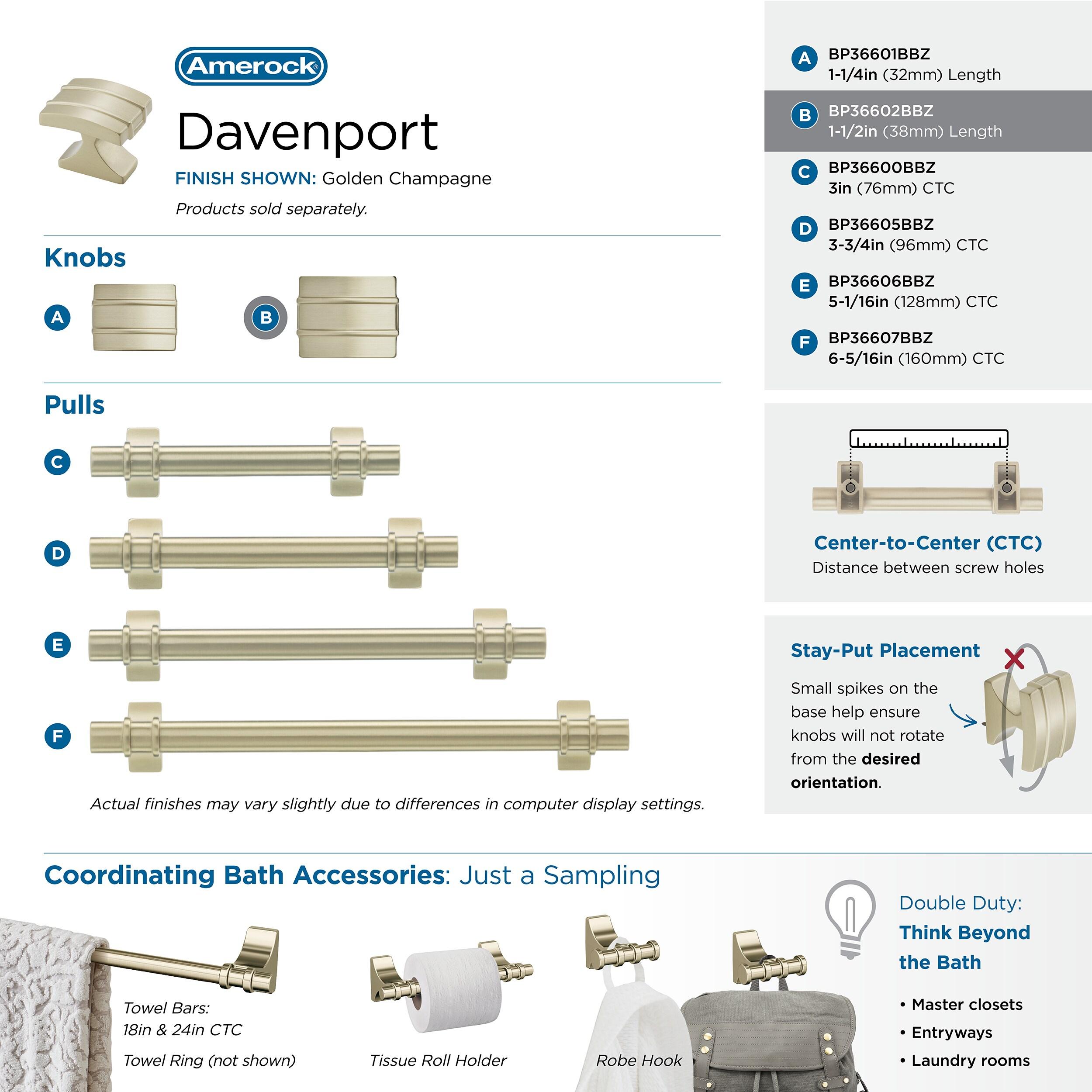 Davenport 1 3/8" Length Rectangle Knob