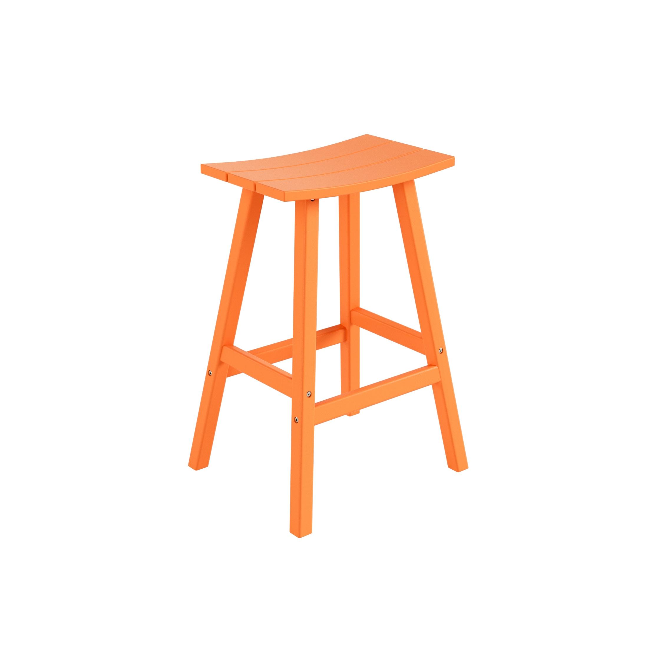 Franklin Orange 29 in. Poly HDPE Fade Resistant Outdoor Patio Saddle Seat Pub Height Bar Stool