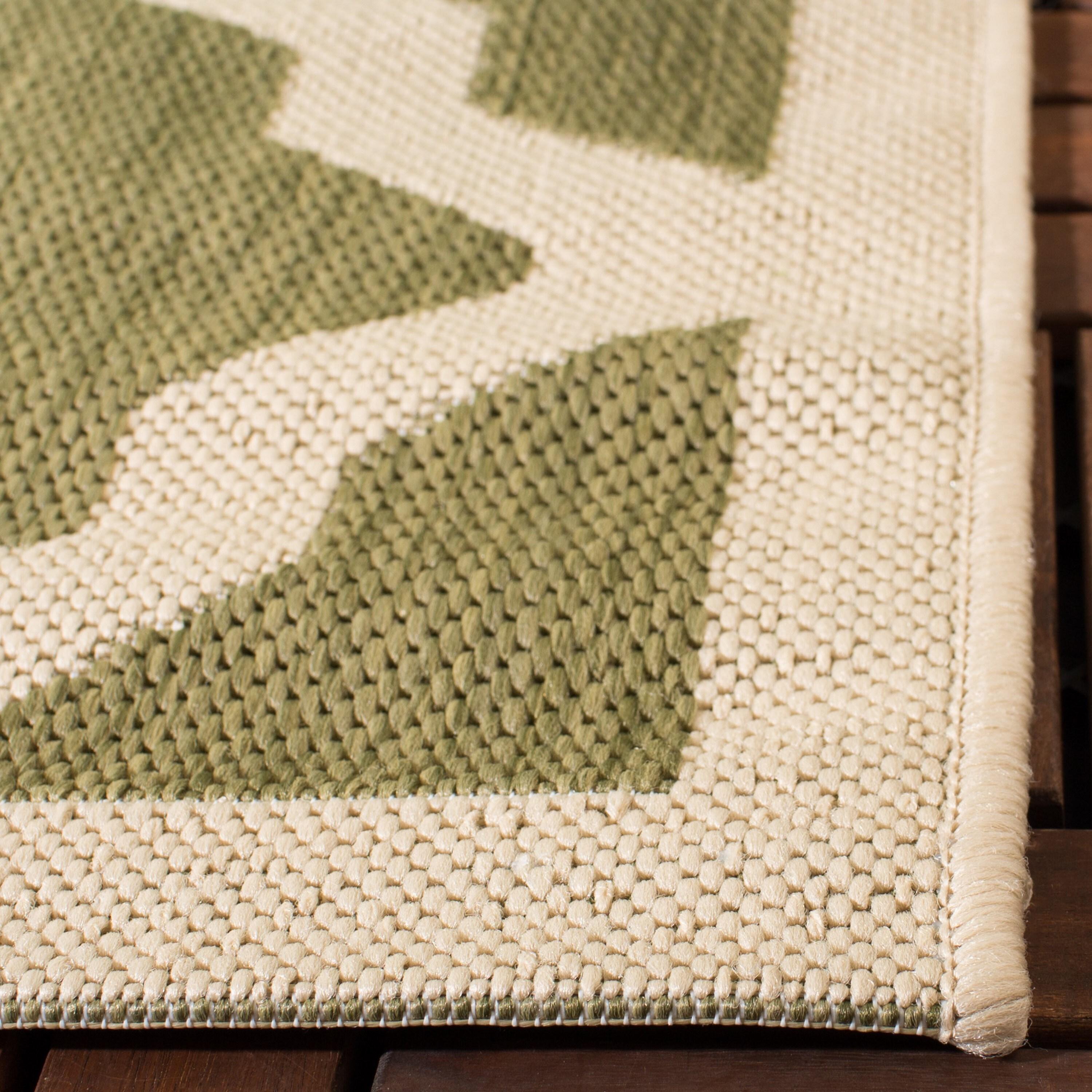 Courtyard CY6903 Power Loomed Indoor and Outdoor Area Rug - Green/Beige - 4'x5'7" - Safavieh