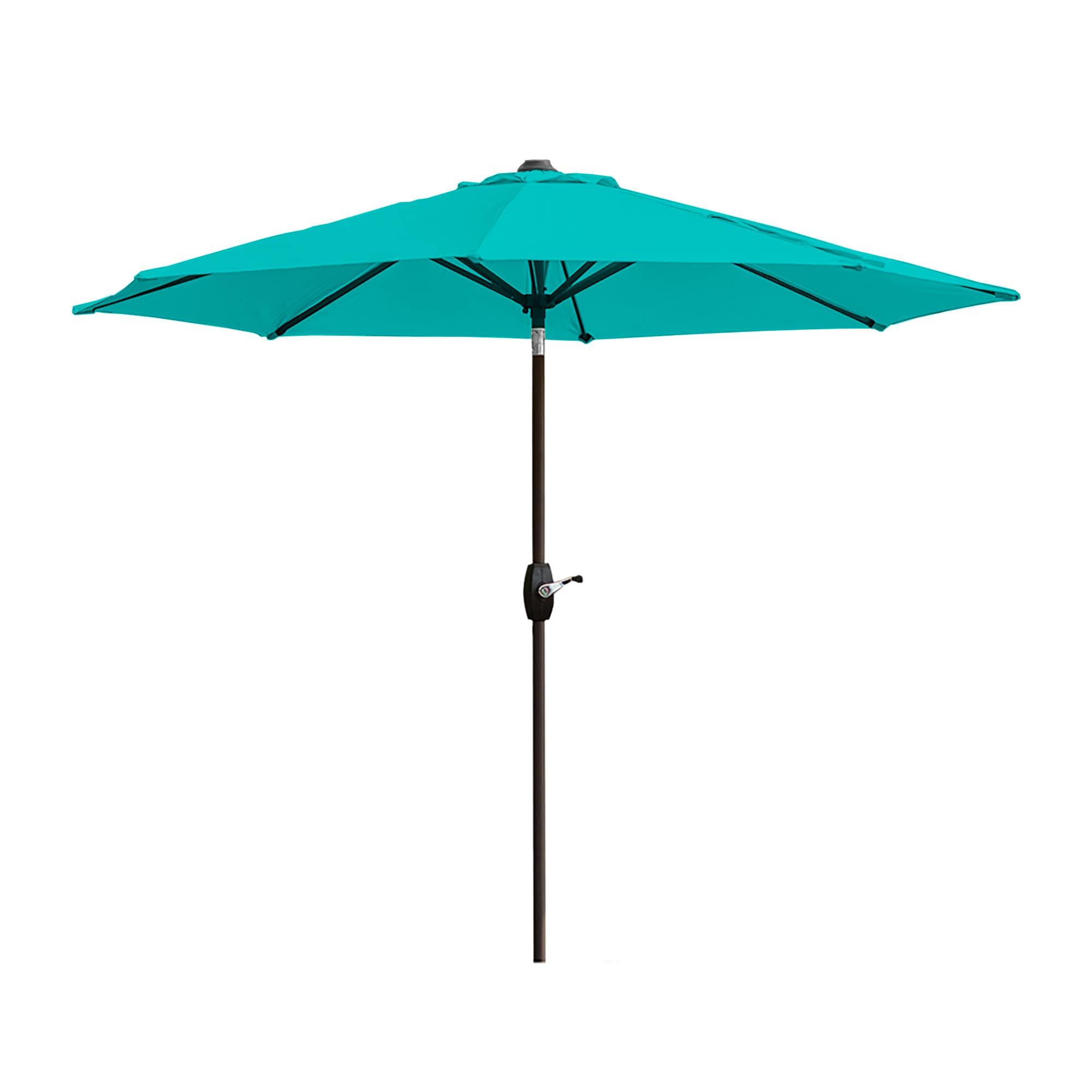 Westin Outdoor 9 Ft Umbrella with Round Resin Plastic Base Weight Included for Patio Garden UV Water Weather Resistant, Turquoise