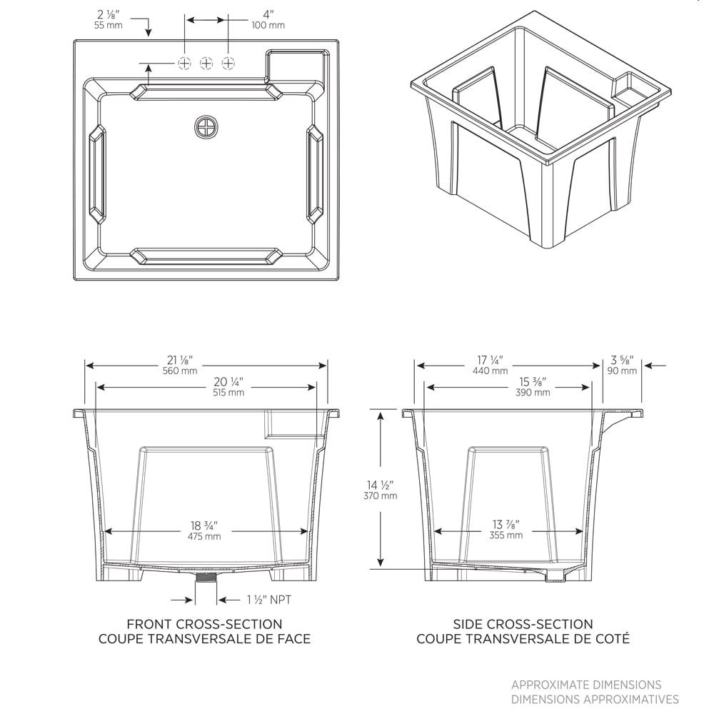 White Stone Freestanding Laundry Sink with Chrome Faucet