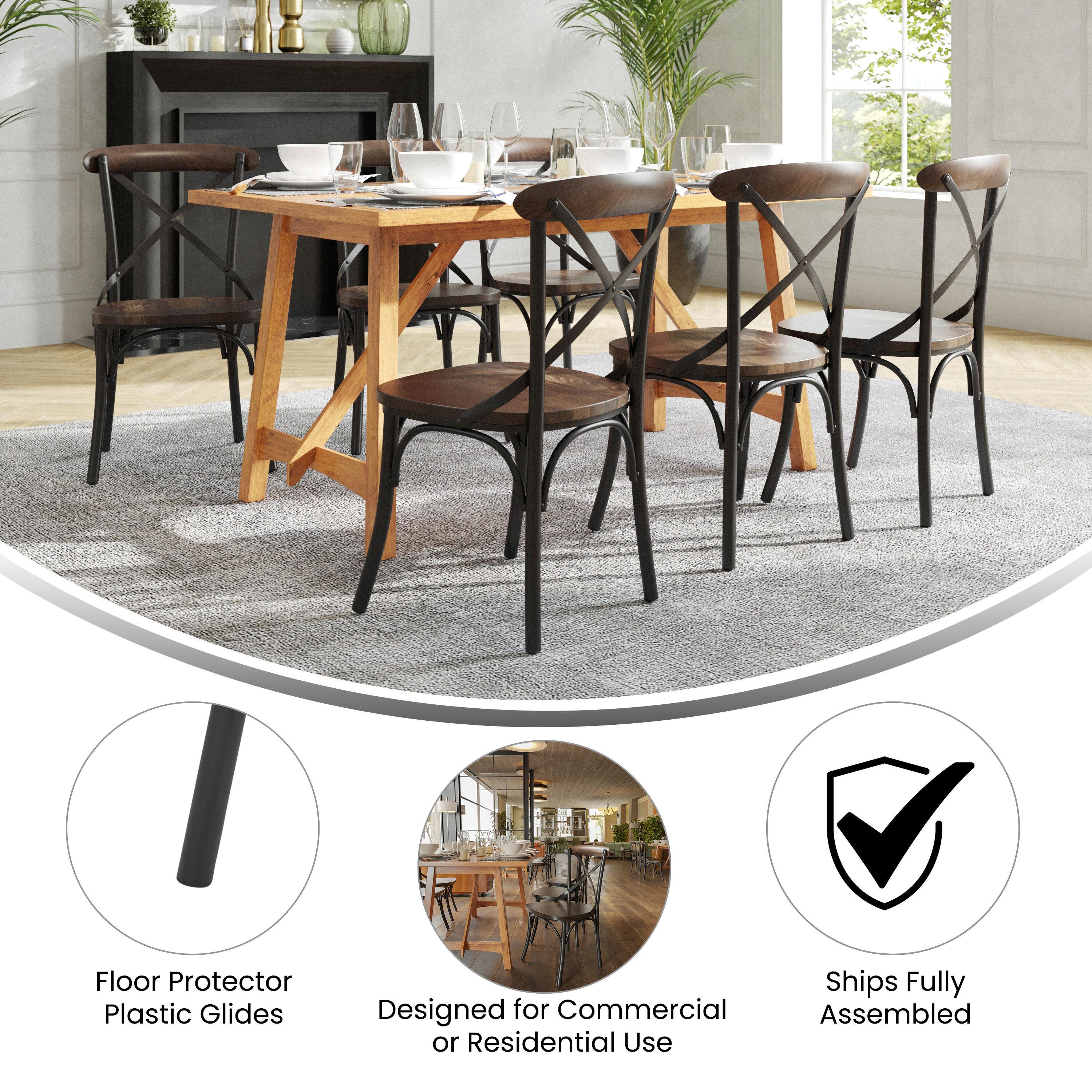 Flash Furniture X-Back Chair with Metal Bracing and Fruitwood Seat