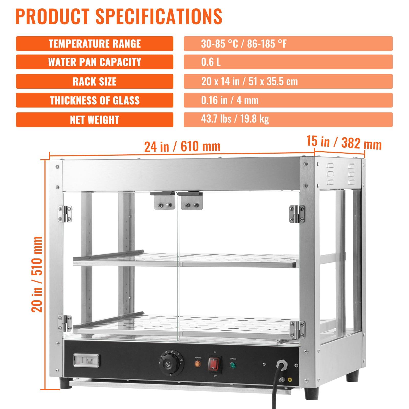 VEVOR 2-Tier Commercial Food Warmer Display - Countertop Pizza Cabinet with Light