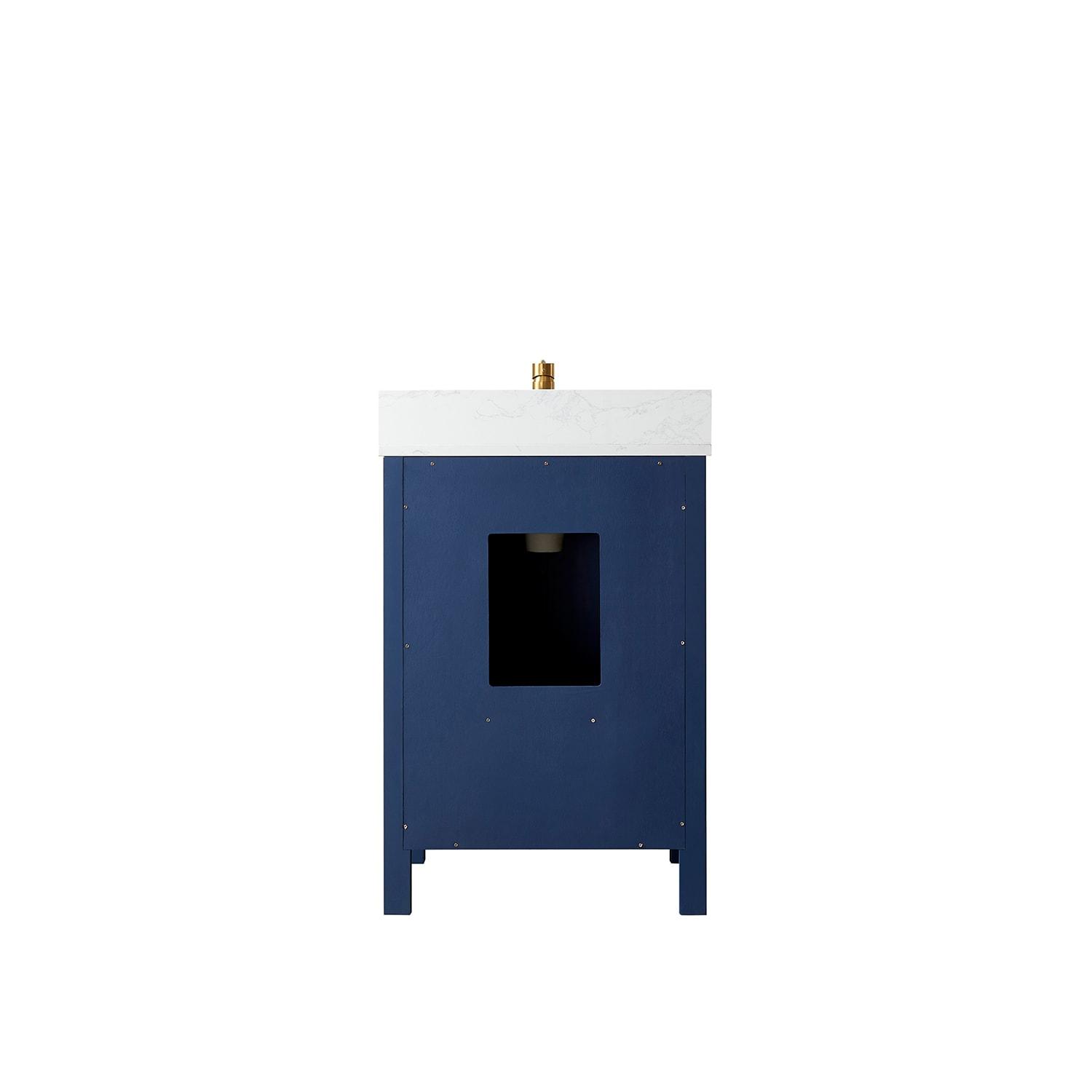 Shannon 24" Single Sink Bathroom Vanity White Stone Top in Blue No Mirror