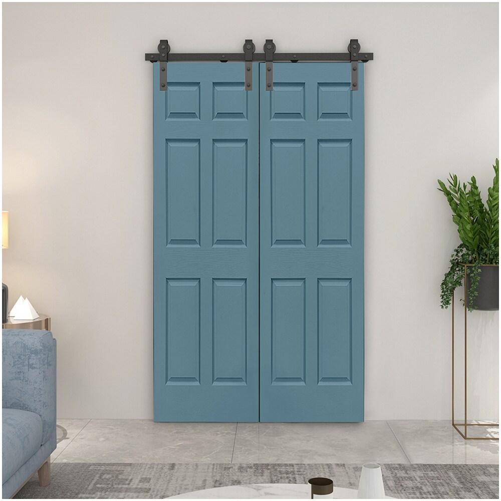 Calhome Paneled MDF Composite Double Bifold Barn Doors with Installation Hardware Kit