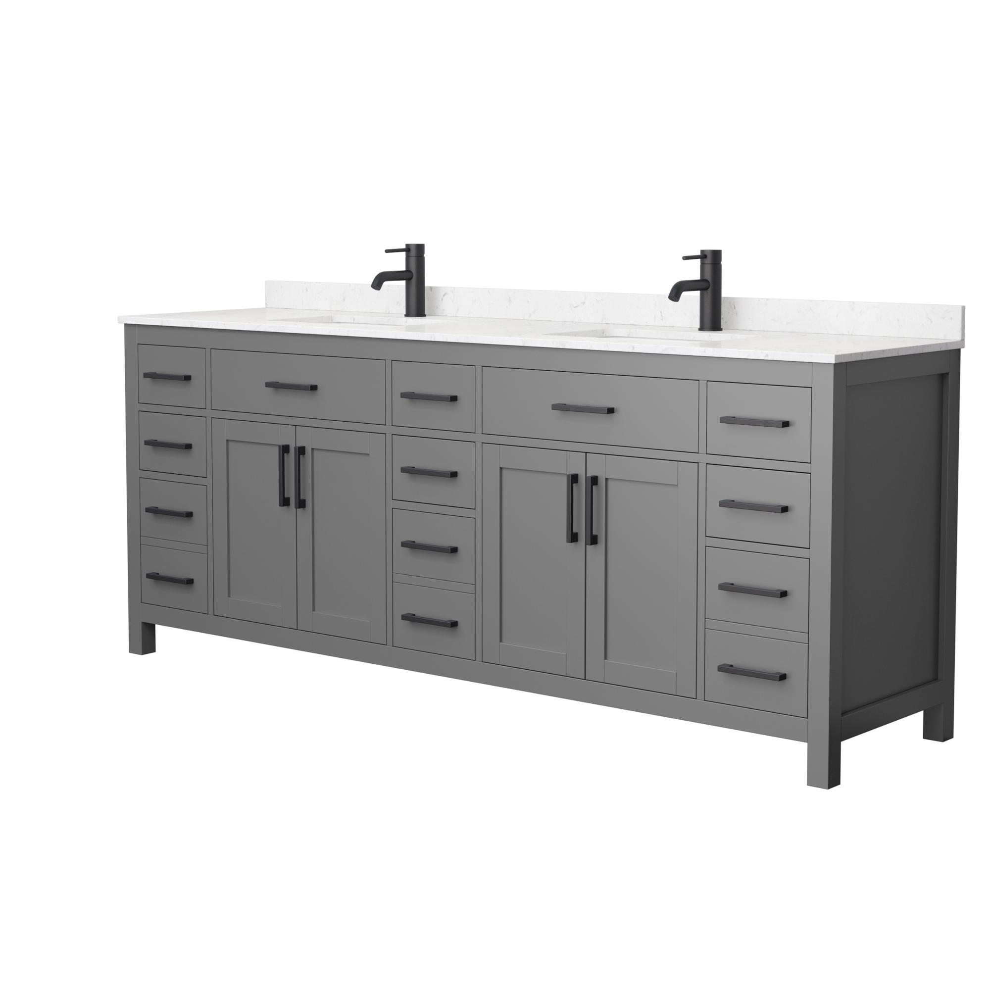 Wyndham Collection Beckett 84" Wood Double Bathroom Vanity in Dark Gray/Black