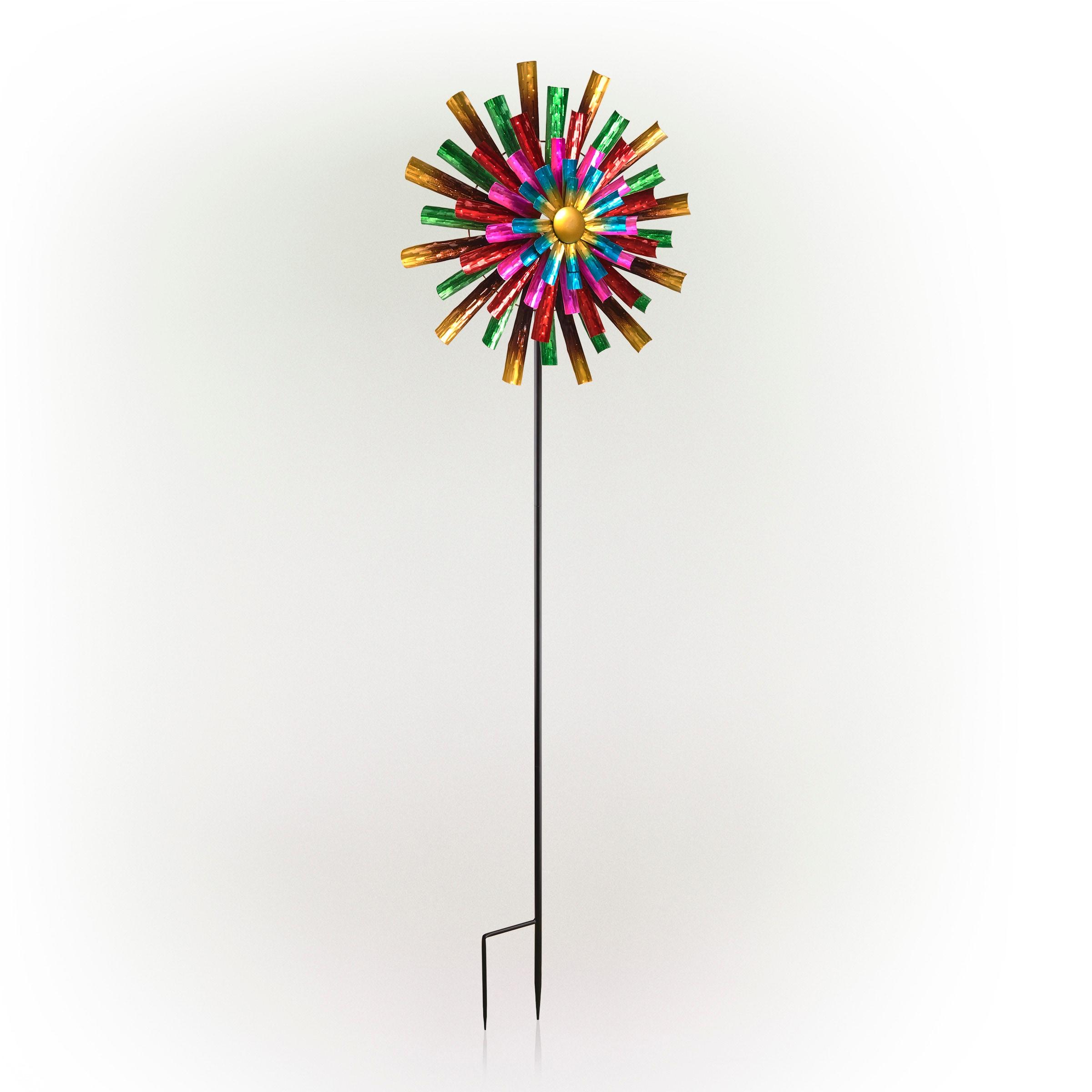 Alpine Corporation 81" Multicolor Iron Flowers Wind Spinner