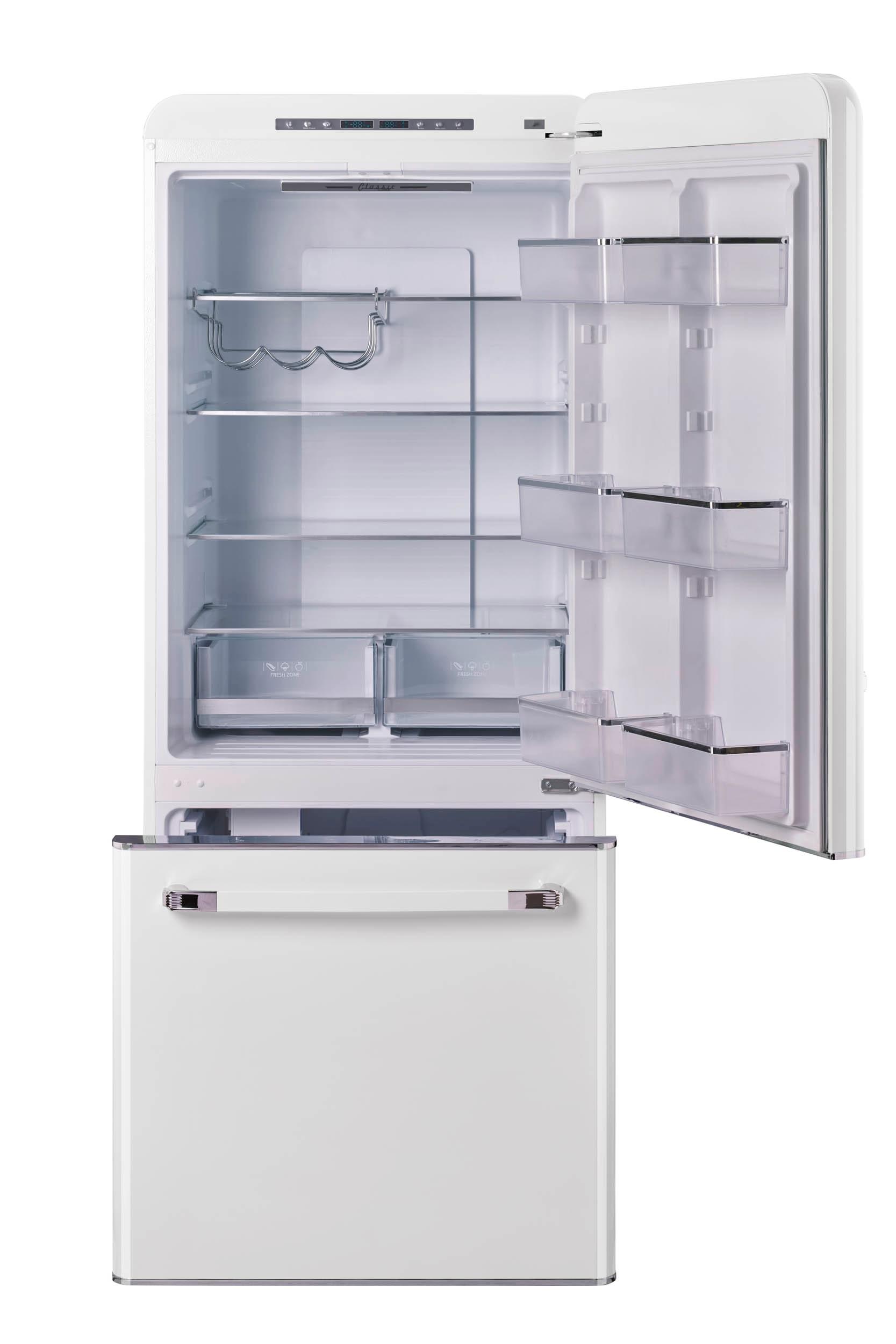 Unique Appliances Classic Retro 30" Frost-Free 17.7 cu. ft. Energy Star Certified Bottom Freezer Refrigerator UGP-510L W AC