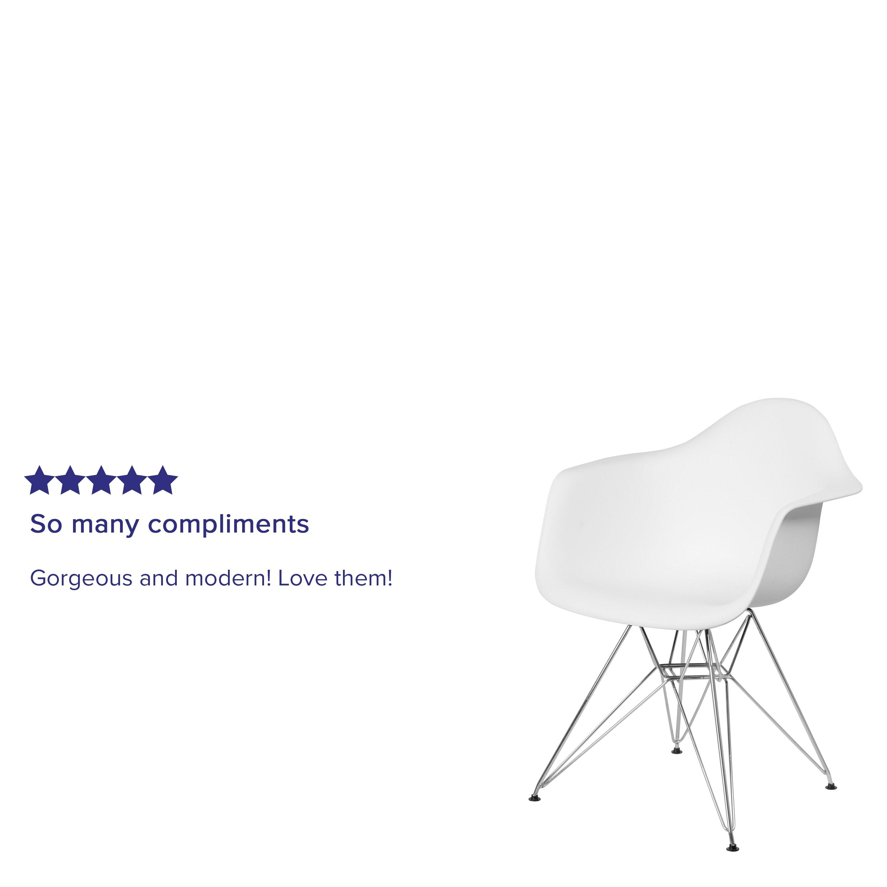 Flash Furniture Alonza Series White Plastic Chair with Chrome Base