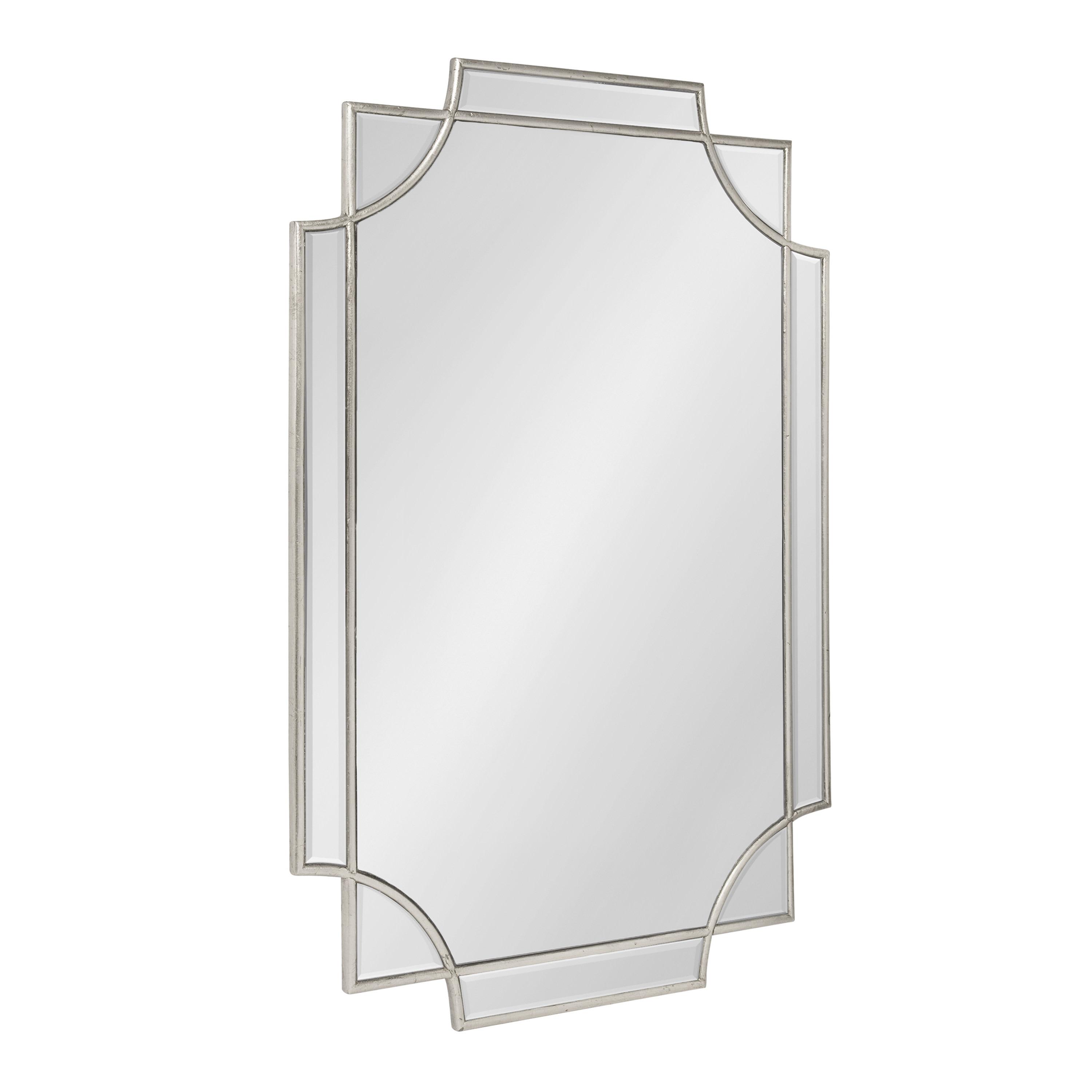 Kate and Laurel Minuette Glam Wall Mirror, 24 x 36, Silver, Elegant Traditional Home Decor With A Boho Charm