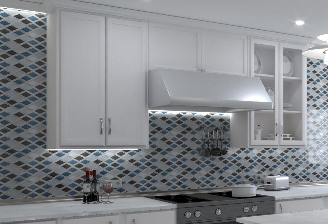 Andova Geom Aluminum Metal Diamond Mosaic Kitchen Backsplash, Bathroom, Shower, Wall and Floor Tile