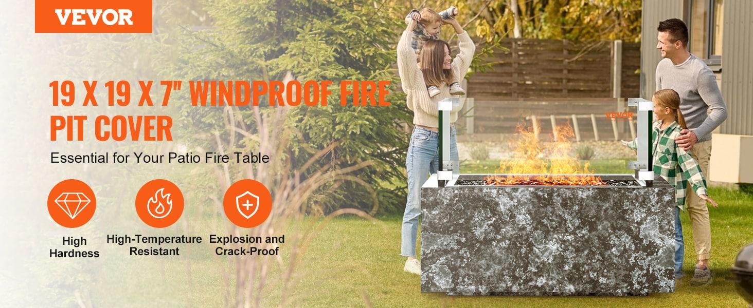 VEVOR Tempered Glass Fire Pit Accessory (Set of 4)