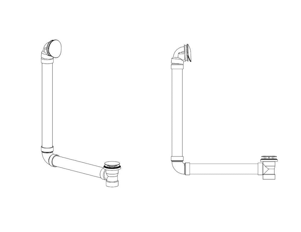 Leg Tub Drain 26" H with Overflow