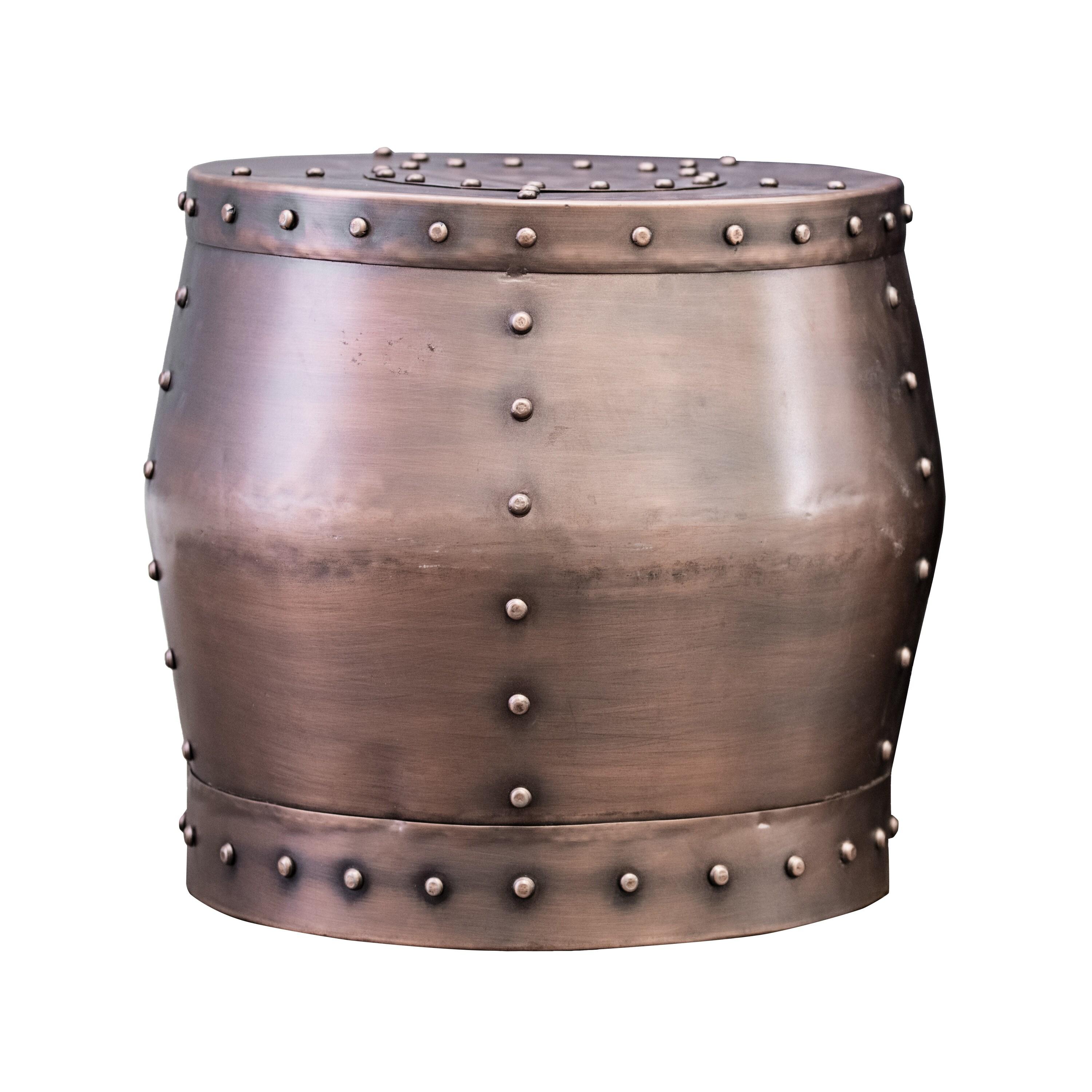 Steve Silver Cooper 16" Round Metal End Table, Antique Copper