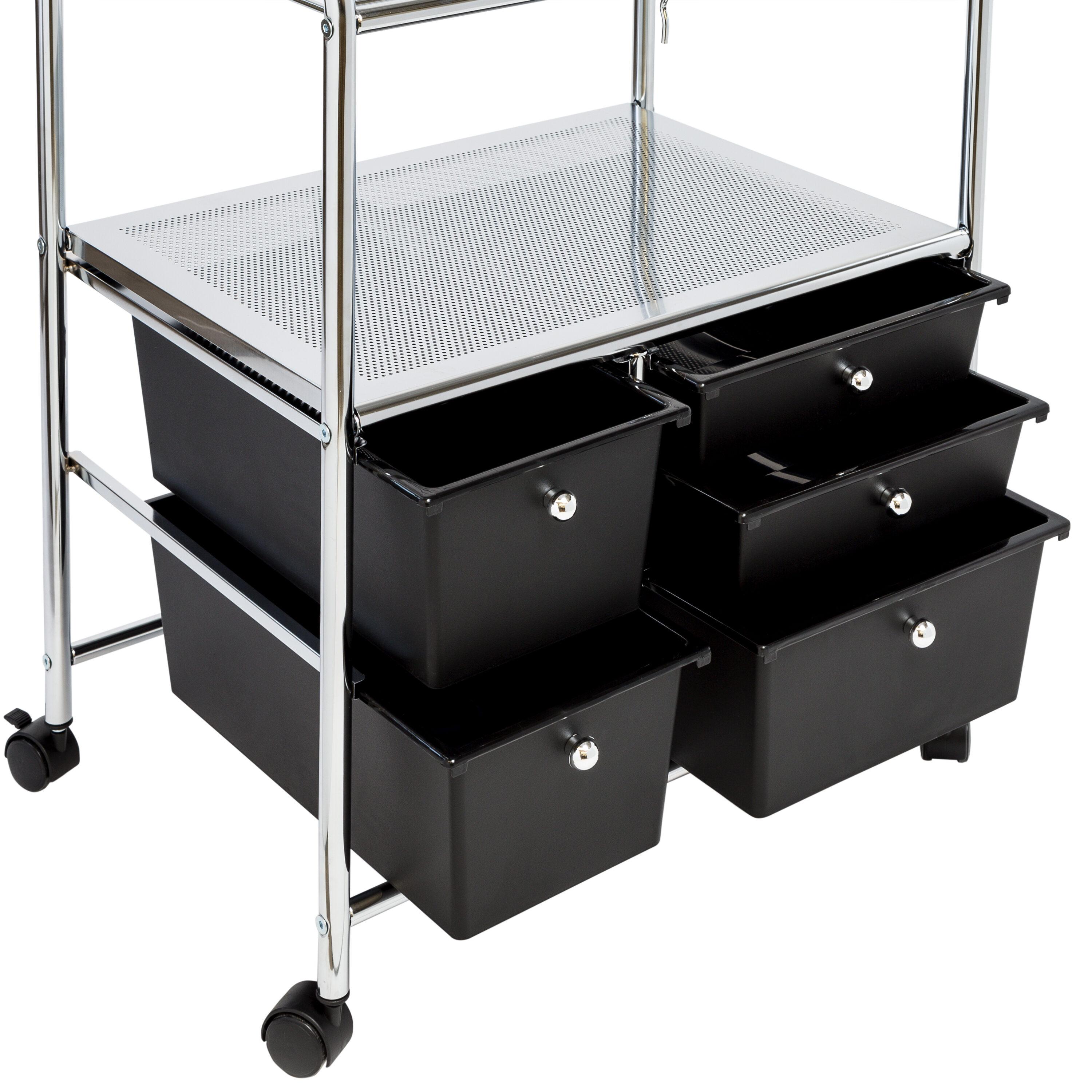 Honey-Can-Do Steel and Plastic 5-Drawer Rolling File Storage Cart, Black/Chrome