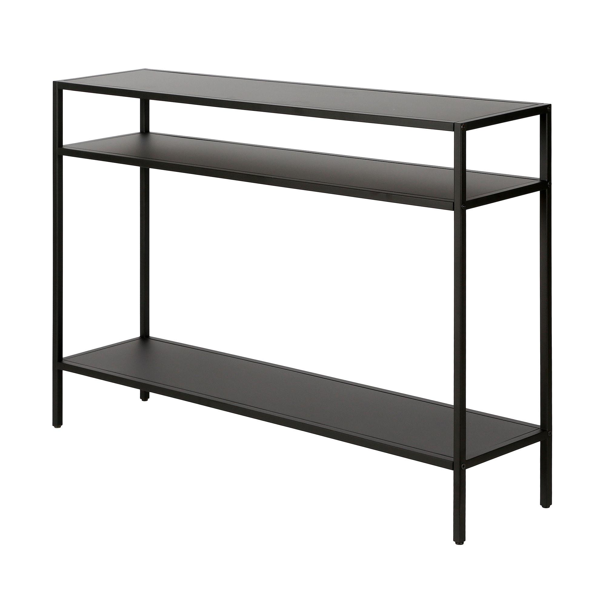 Evelyn&Zoe Ricardo 42" Wide Rectangular Console Table with Metal Shelves, Blackened Bronze
