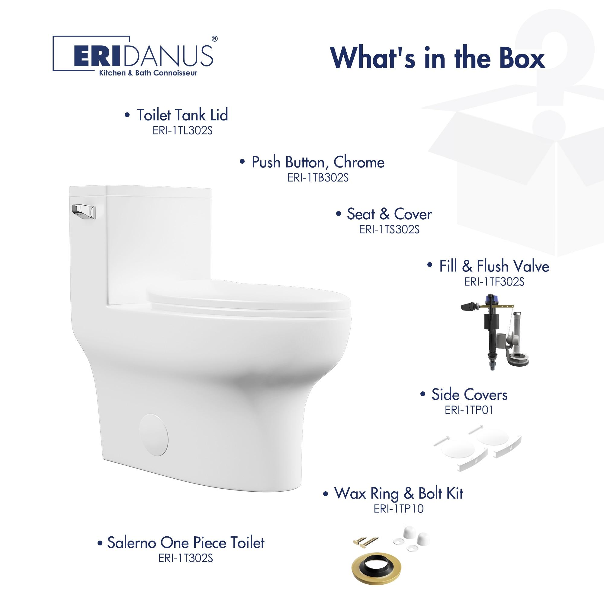 Eridanus One Piece Toilet Elongated With Soft Closing Seat, Comfortable ADA Compliant 17" Chair Height Seat, Powerful & Quiet Left Side Trip Lever Flush (1.28 GPF), 12" Rough-In