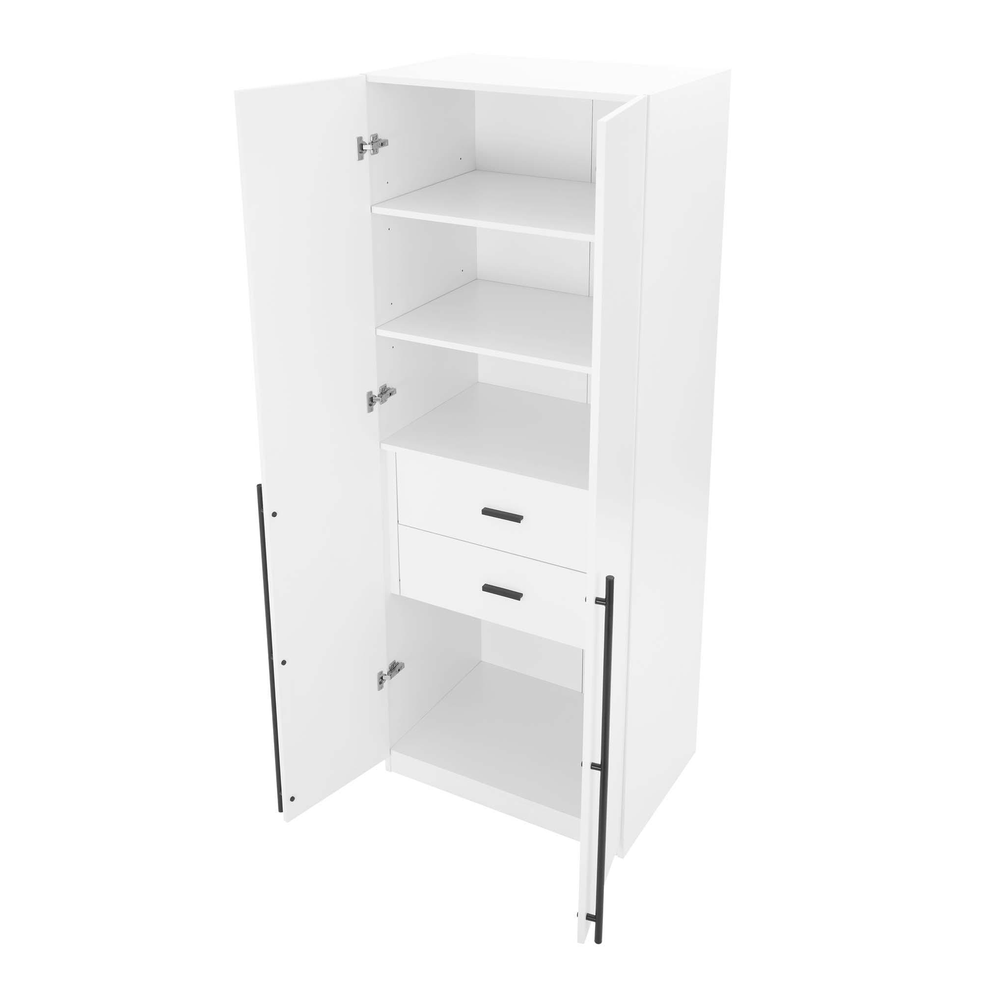 Manhattan Comfort 2pc Lee 4 Door and 8 Shelf Module Wardrobe White: Modern Storage, MDF, Metal Hardware