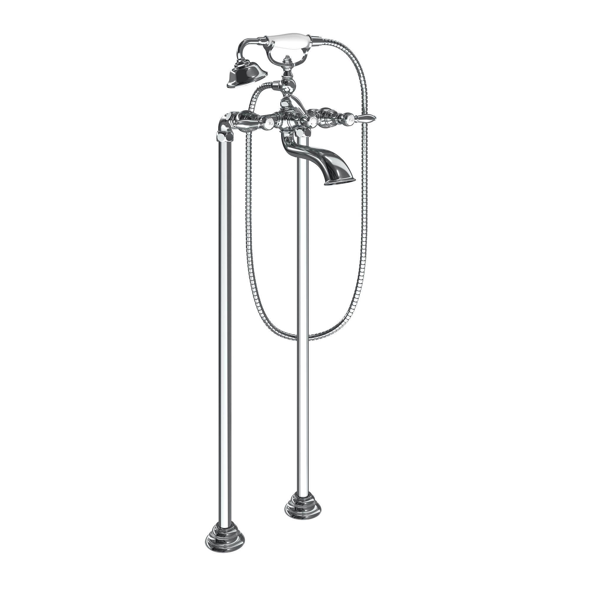 Weymouth Double Handle Floor Mounted Clawfoot Tub Faucet Trim with Diverter and Handshower