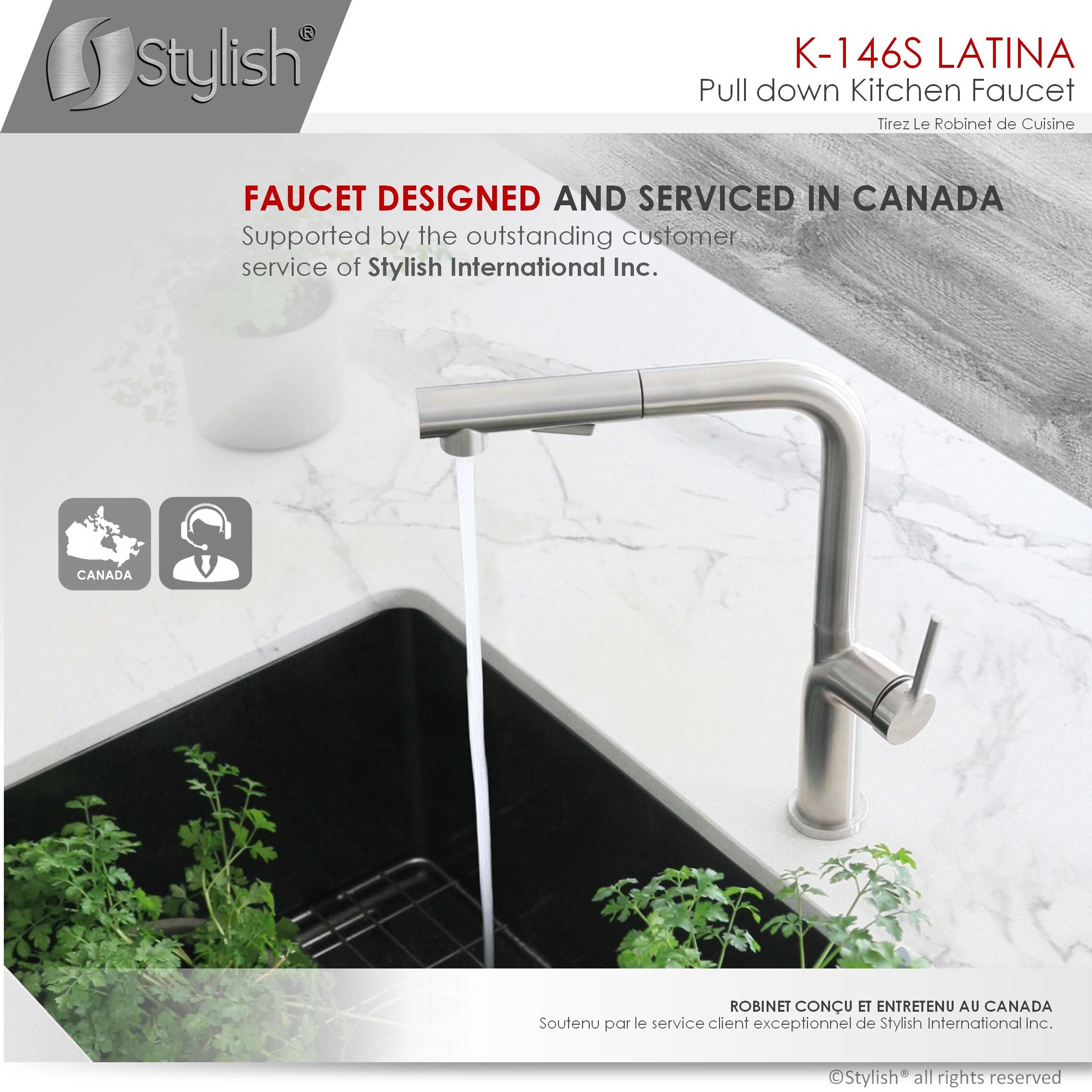 Modern Faucet Stylish Latina One-Handle Pull Down Kitchen Faucet