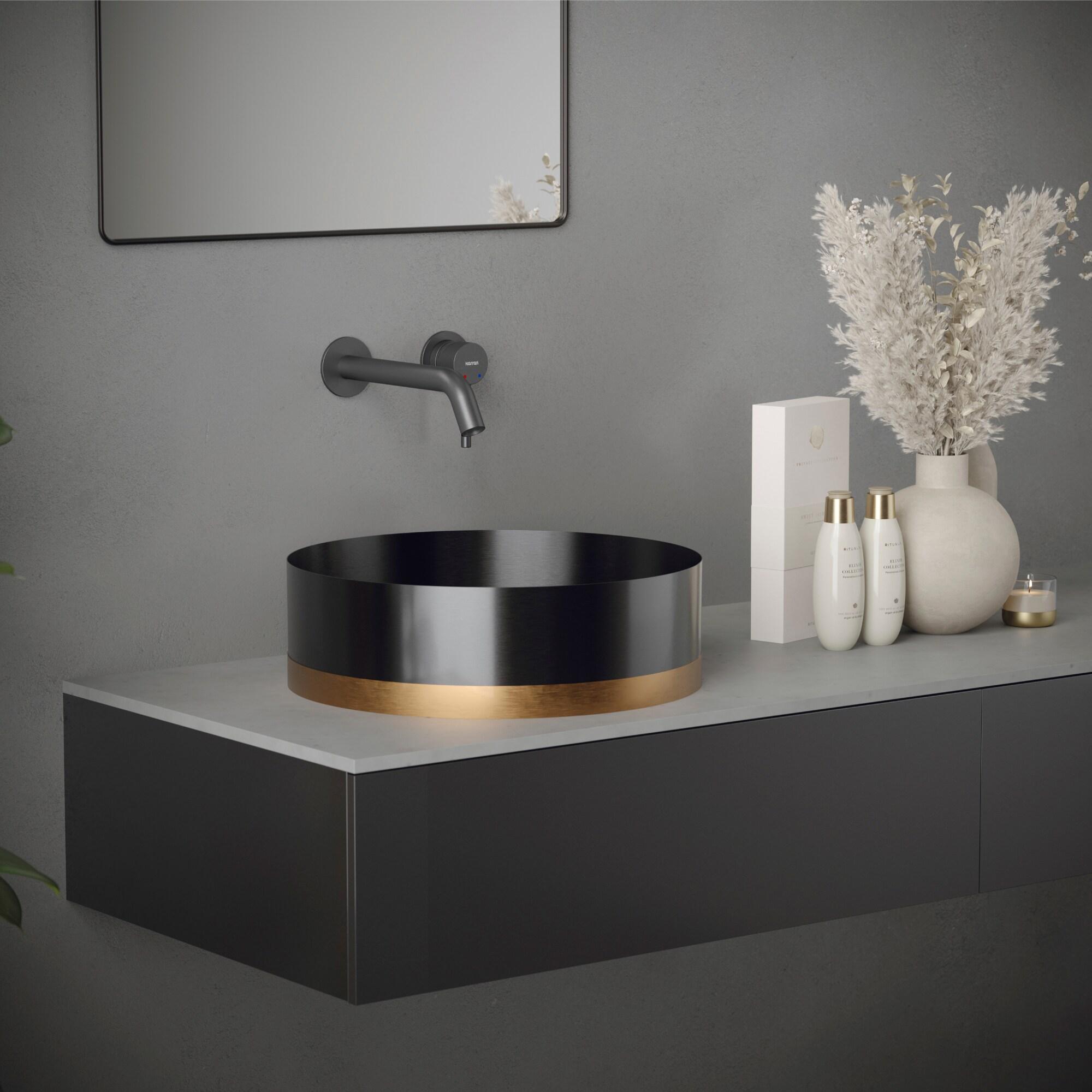 Karran Grantham KBF610 Single Handle Wall-Mount Bathroom Faucet in Gold