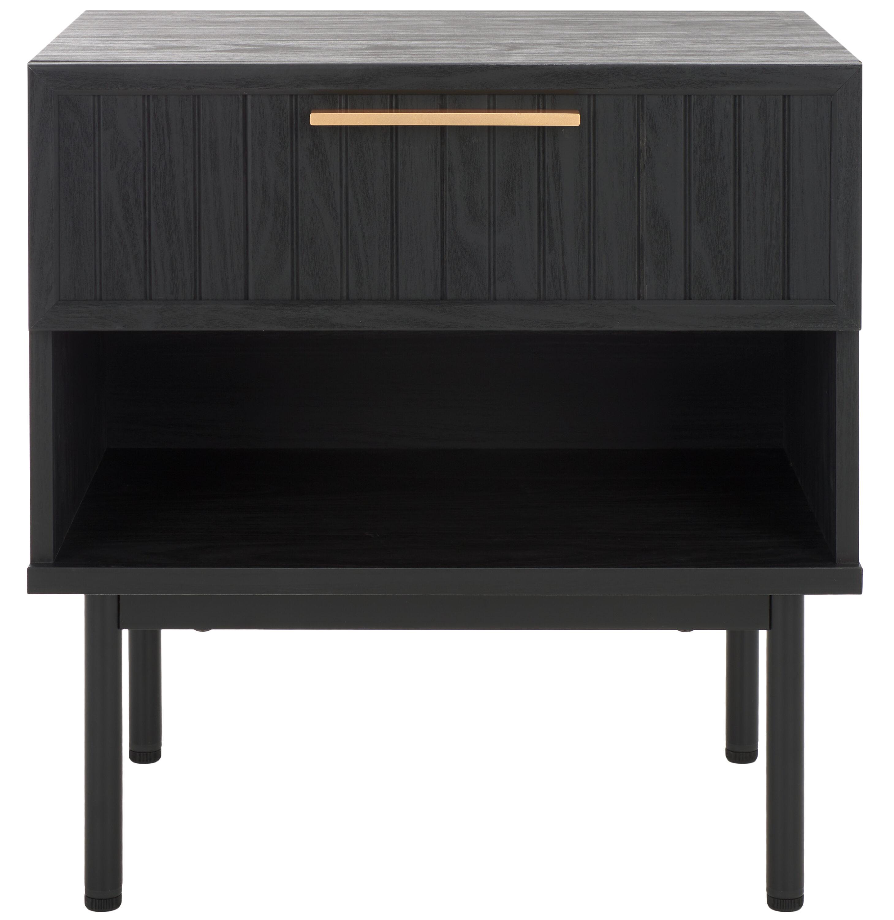 Axelle 1 Drawer Nightstand - NST9607 - Black/Black - Safavieh