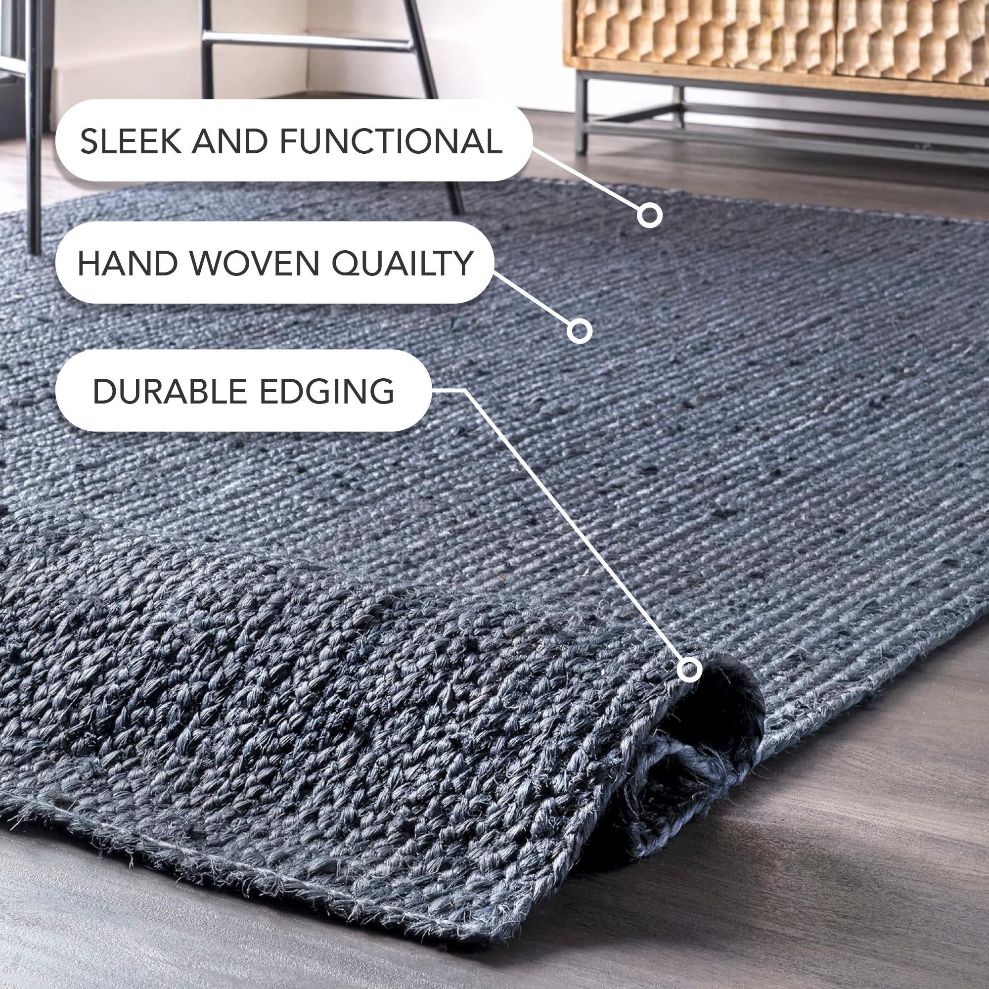 Braided Navy Synthetic 52" Easy Care Handmade Rug