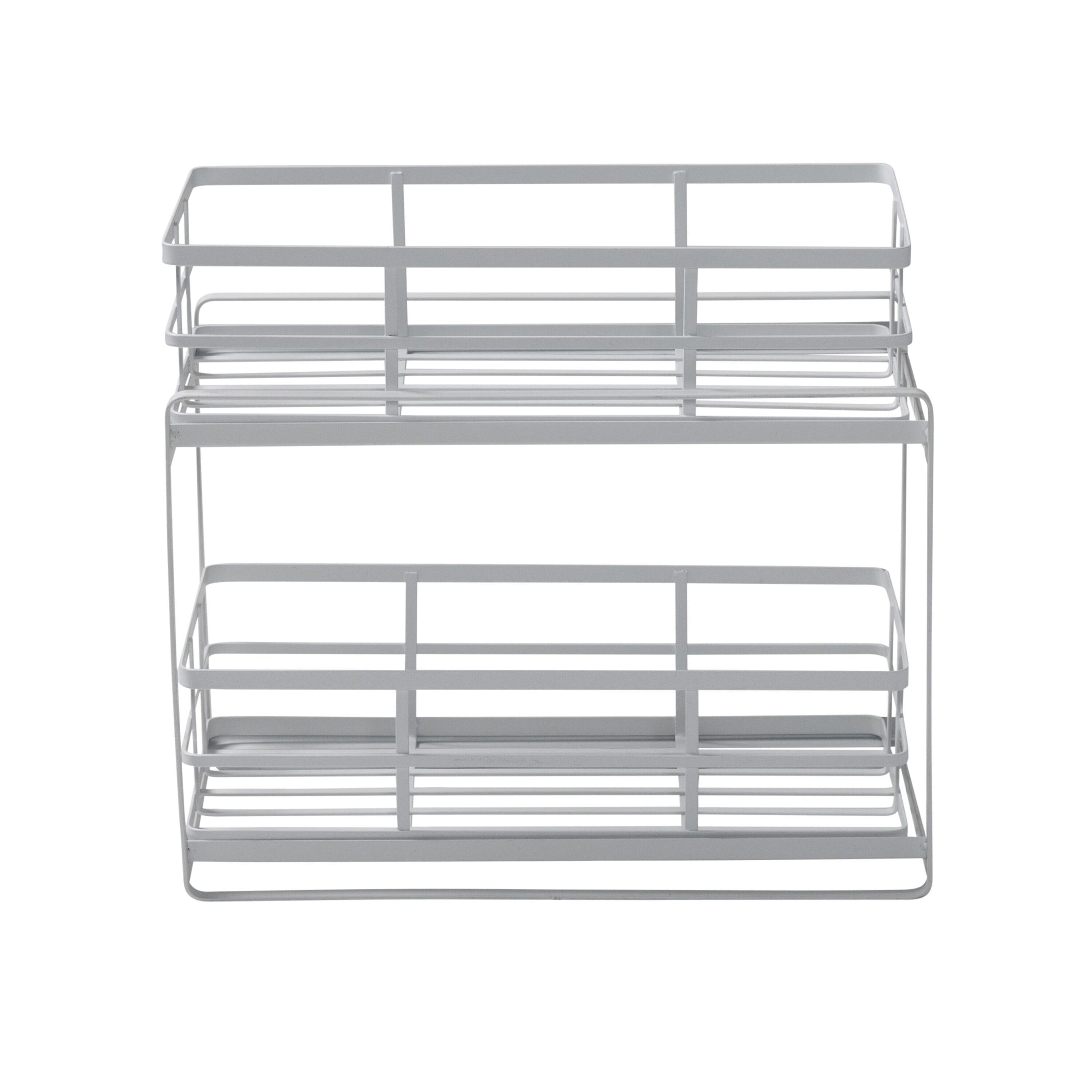 Honey-Can-Do Flat Wire Sliding Basket Organizer - White: Kitchen Organizer, Under Sink Storage, Steel, 12" H x 14" W x 8" D
