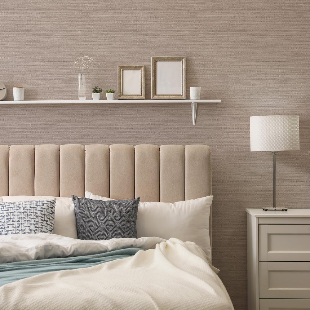 Tempaper & Co. Faux Horizontal Grasscloth Removable Peel and Stick Wallpaper, Textured Pewter, 56 sq. ft.: Vinyl, Prepasted