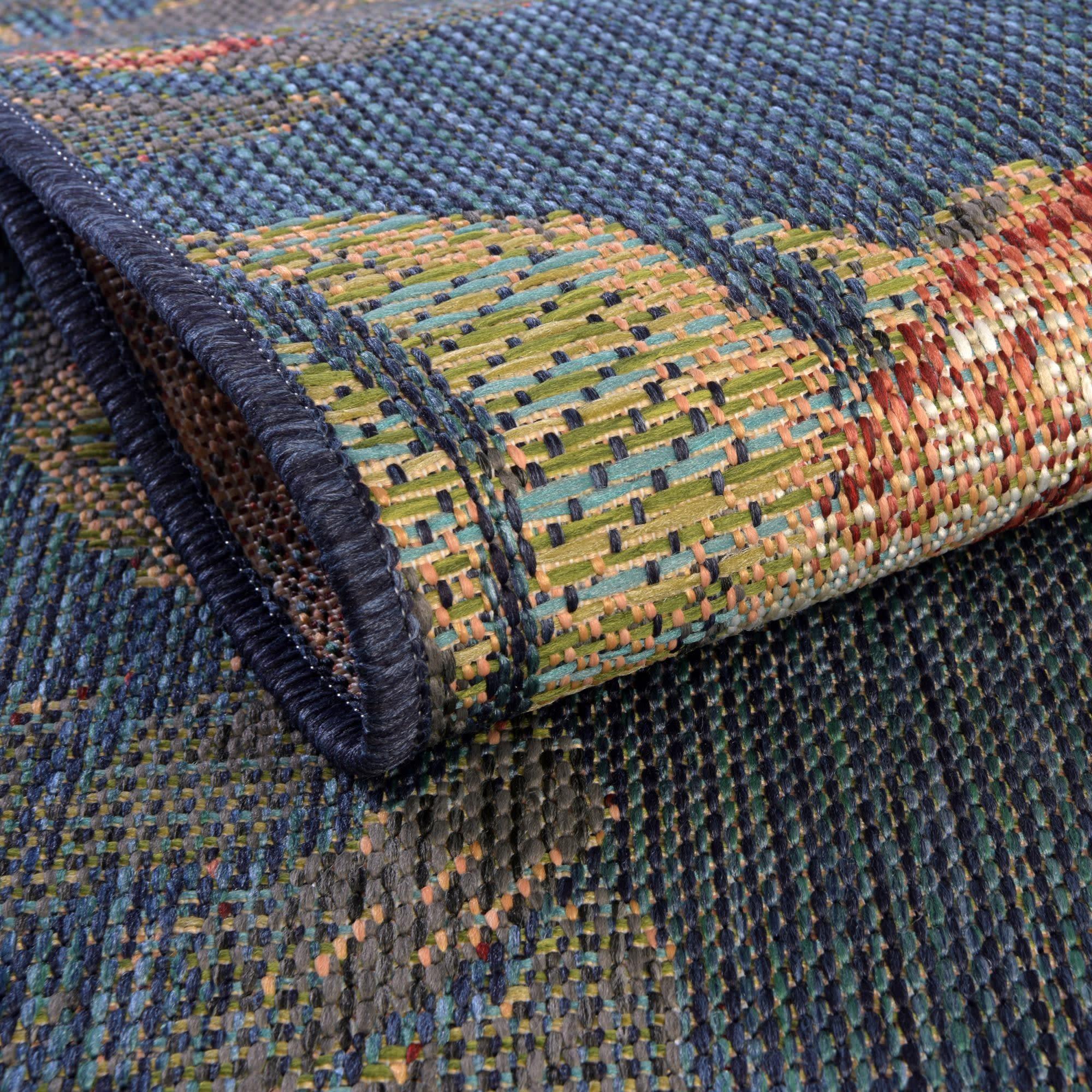 Unique Loom Baja Outdoor Collection Area Rug - Tijuana (6'  x 9' Rectangle Navy Blue/Gray)