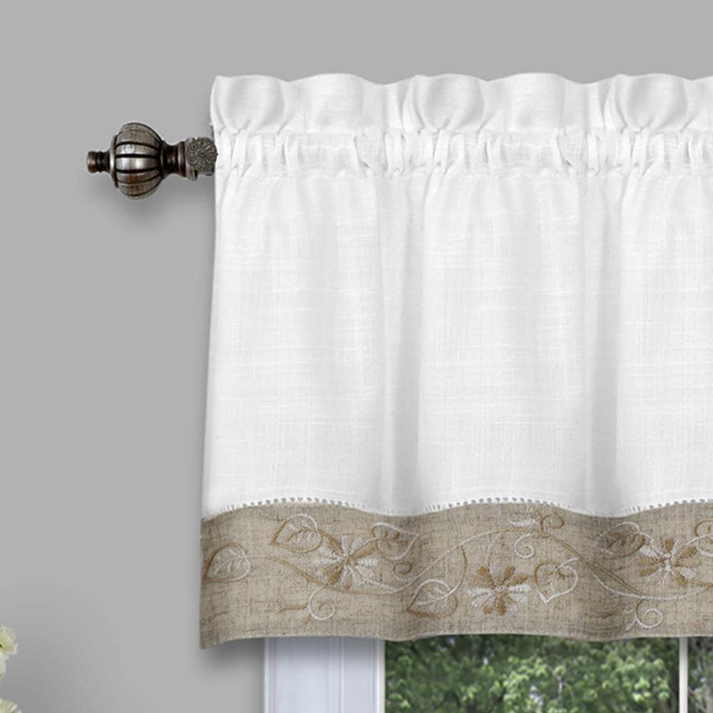 Achim Oakwood Polyester Light Filtering Curtain Valance, Natural, 58" x 14"