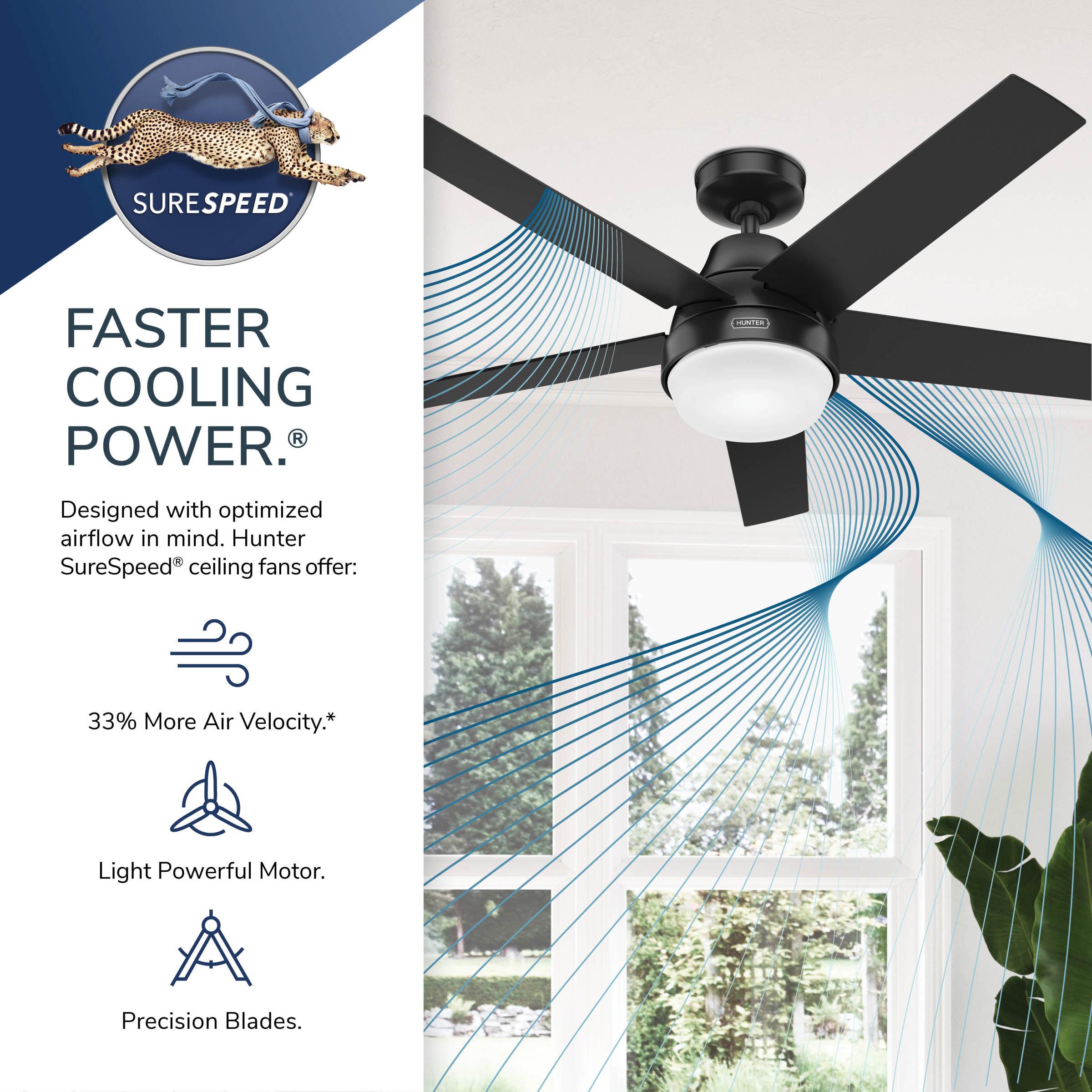 52" Aerodyne 5 - Blade Smart Standard Ceiling Fan with Lights and Remote