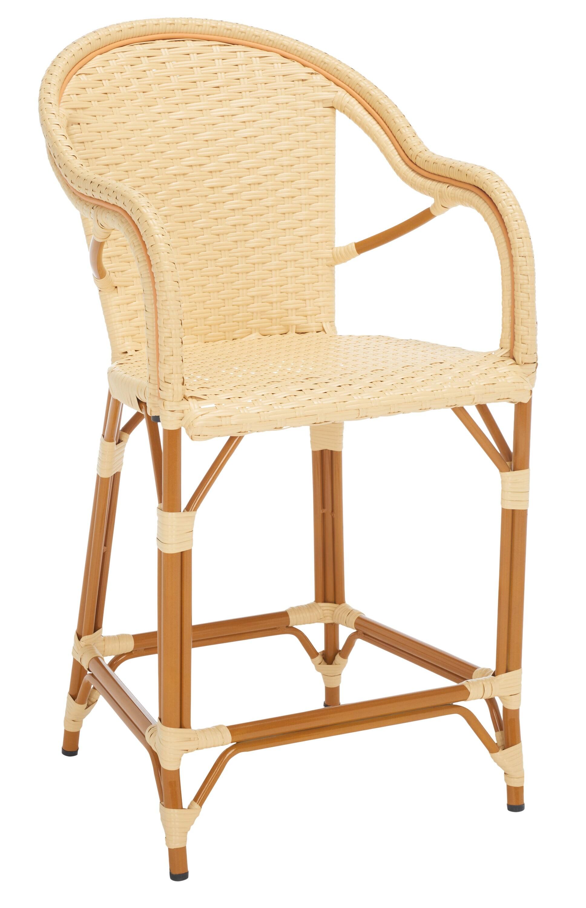 California Counter Stool With Arms - Indoor/Outdoor - PAT7533 - Natural - Safavieh