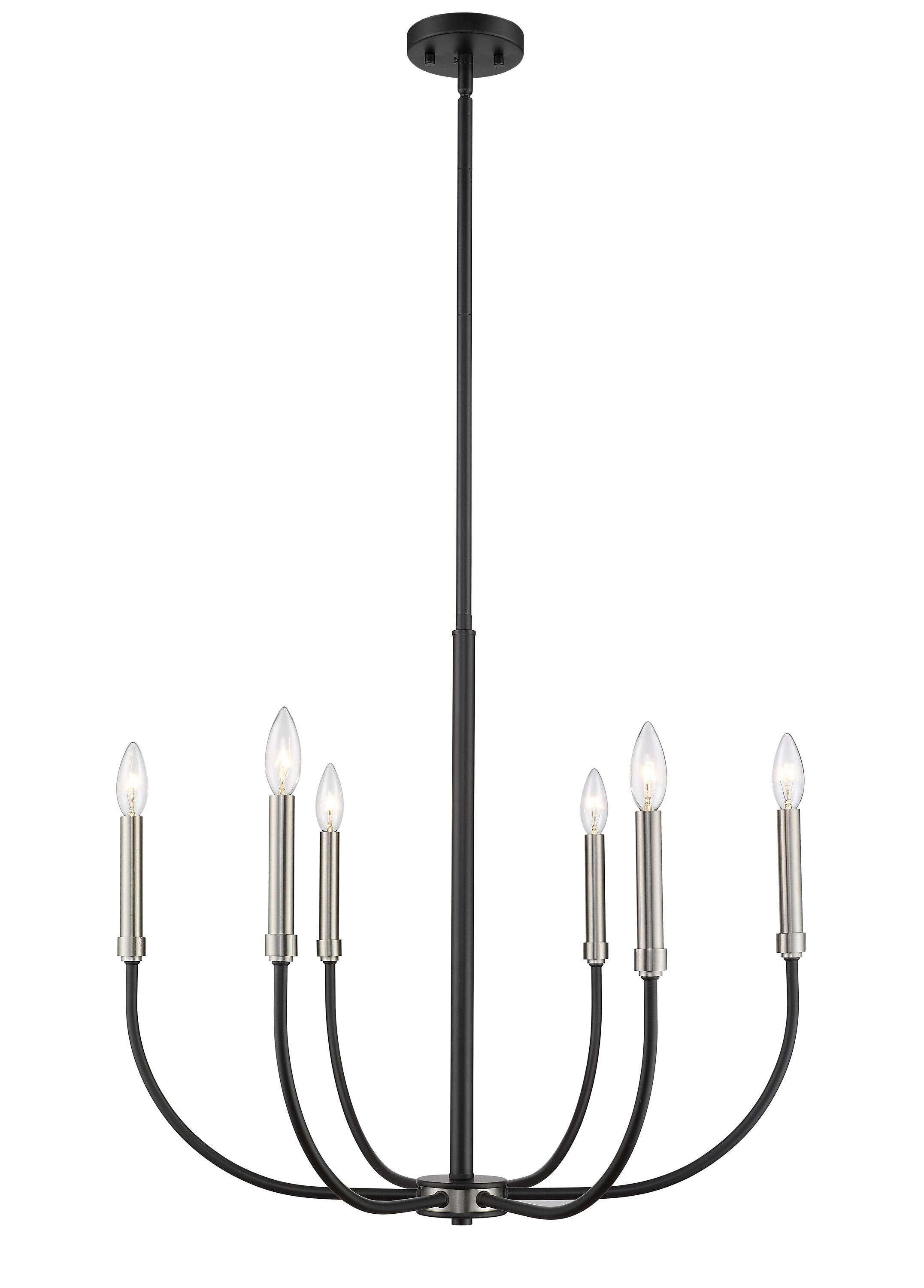 Z-Lite Haylie 6 - Light Chandelier in  Matte Black/Brushed Nickel