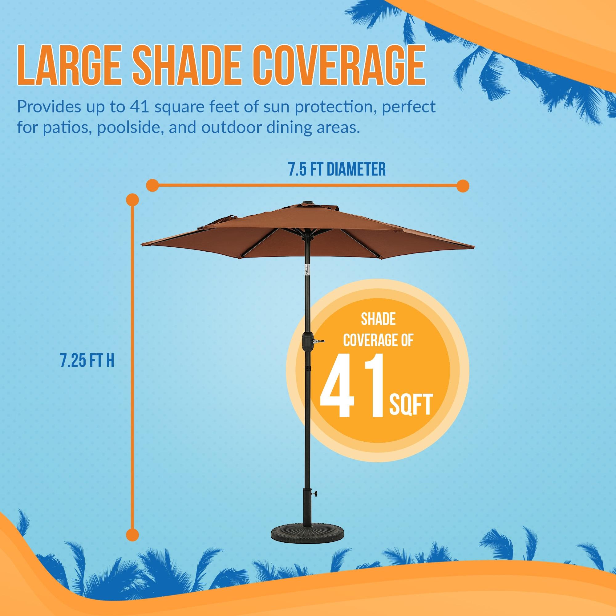 7.5' Hexagon Bistro Market Umbrella with Push-Button Tilt - Island Umbrella: Rust-Resistant, Wind Vent